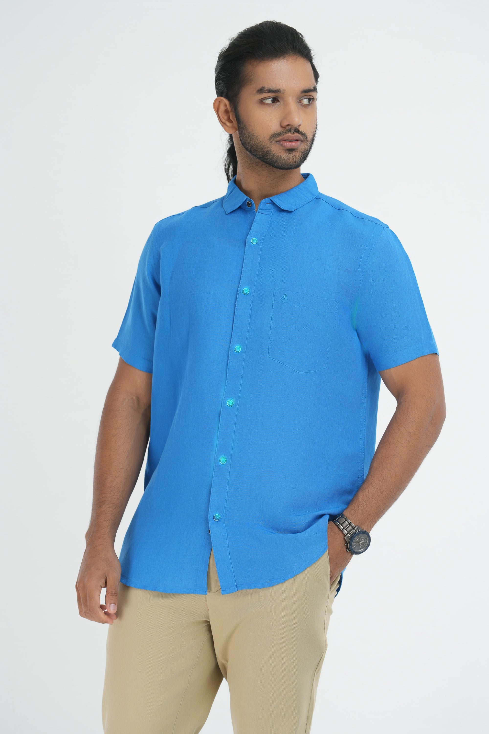 Bamboo linen Shirt - Blue