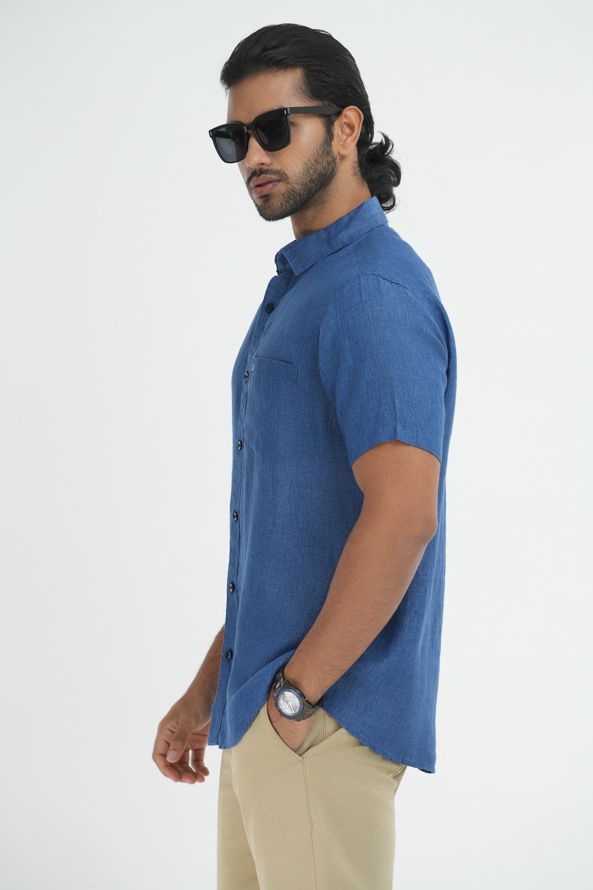 Bamboo Linen Chambray - Blue