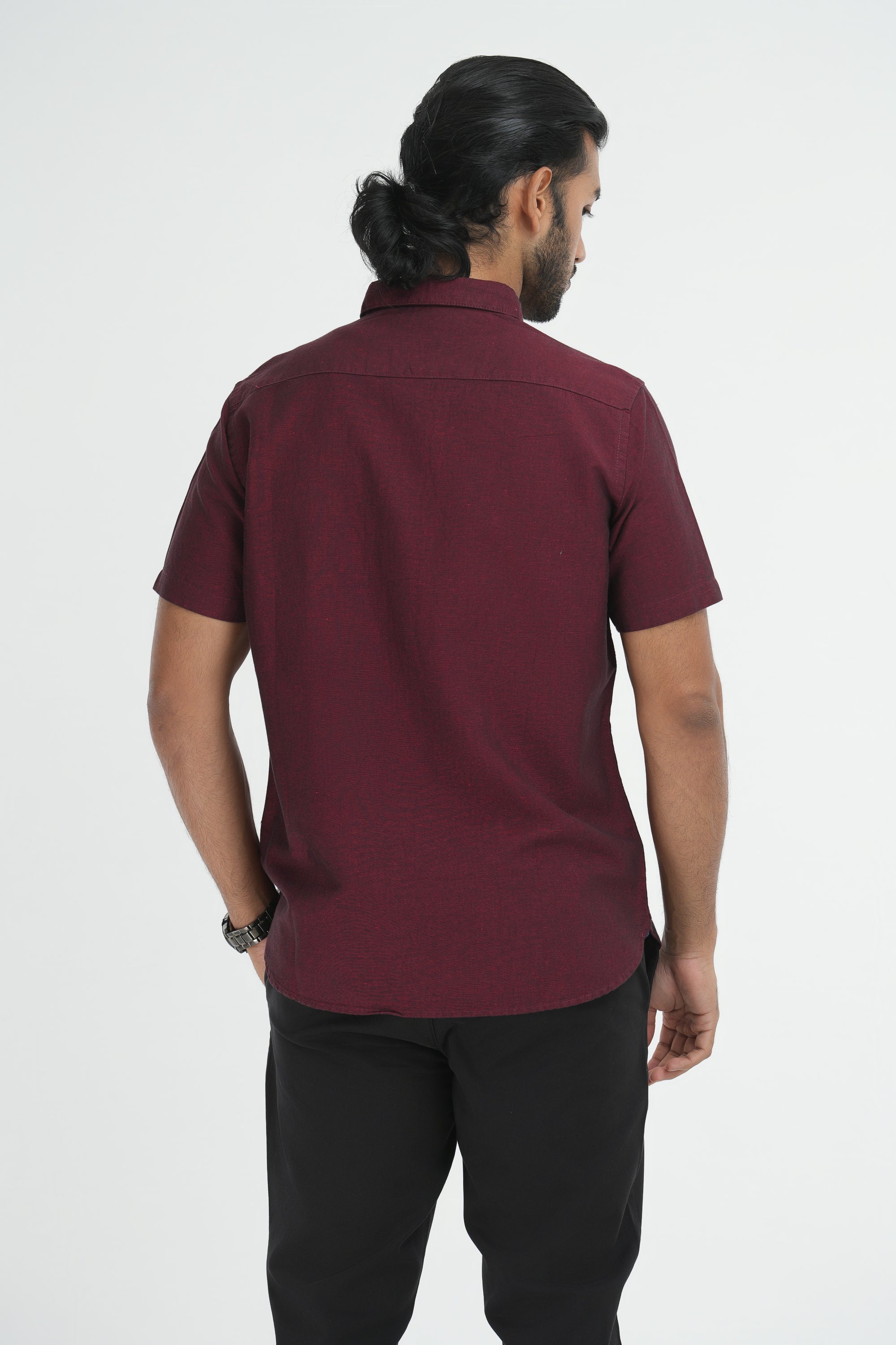 Linen Cotton Chambray - Maroon