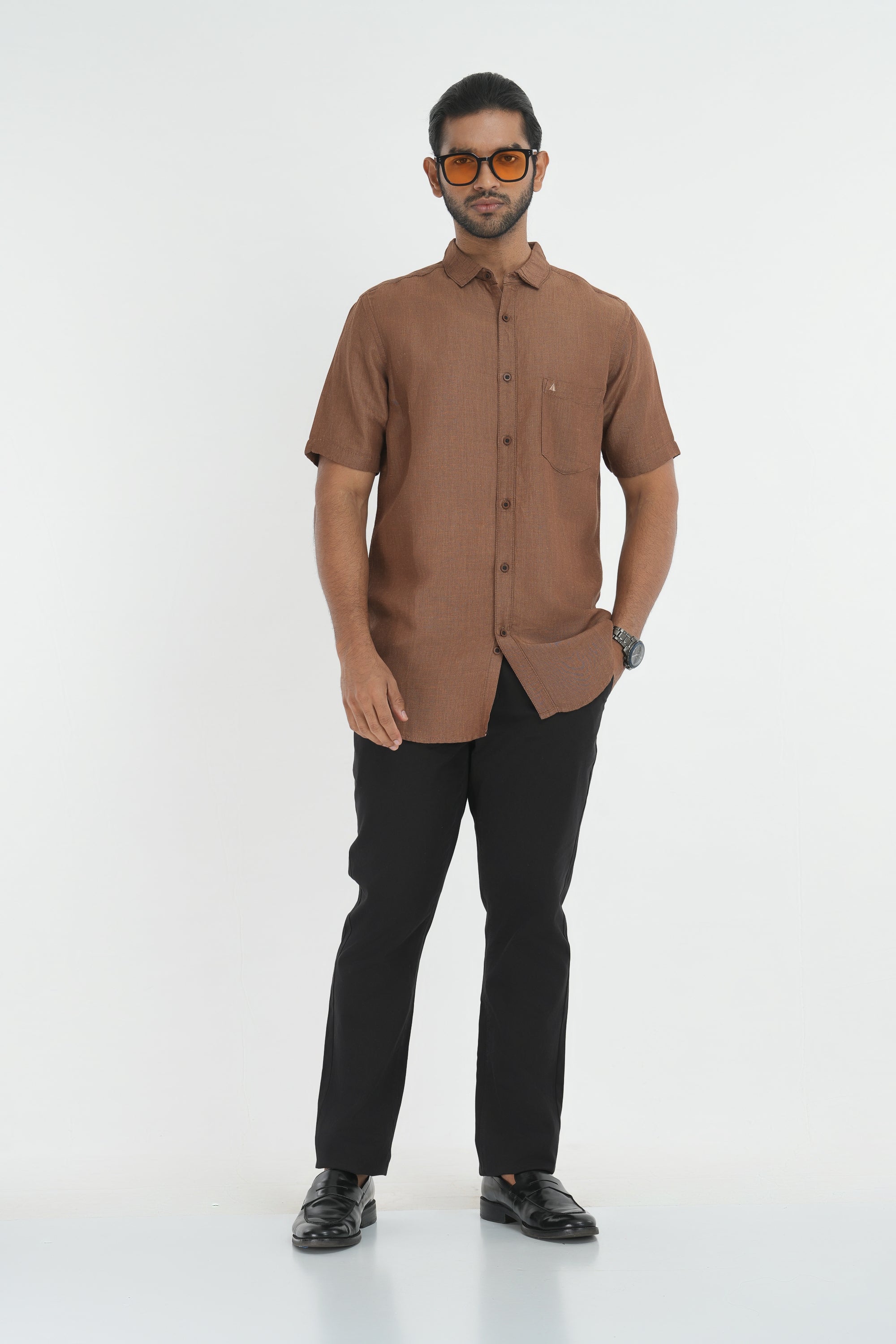 Bamboo Linen Chambray - Brown