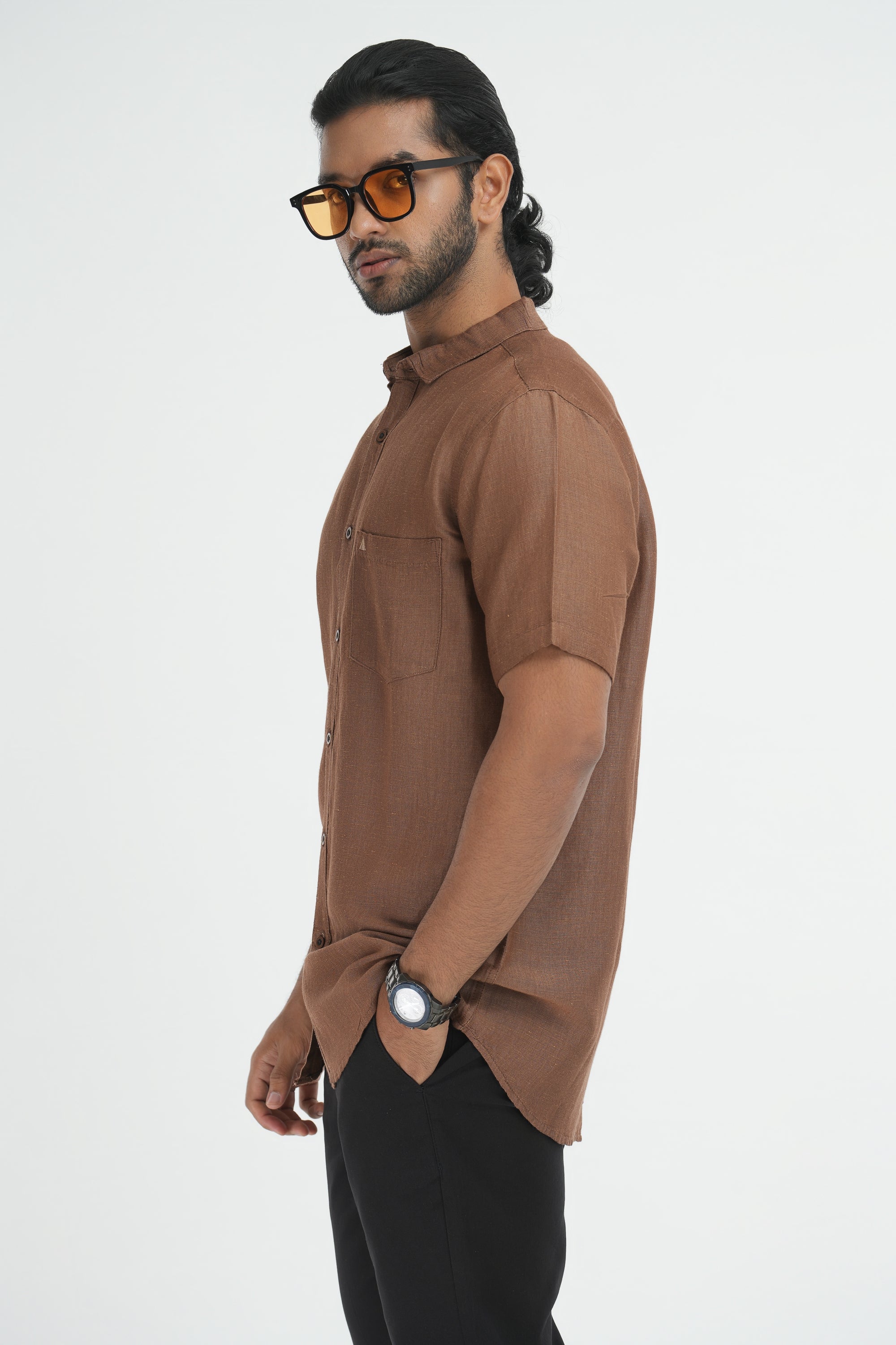 Bamboo Linen Chambray - Brown