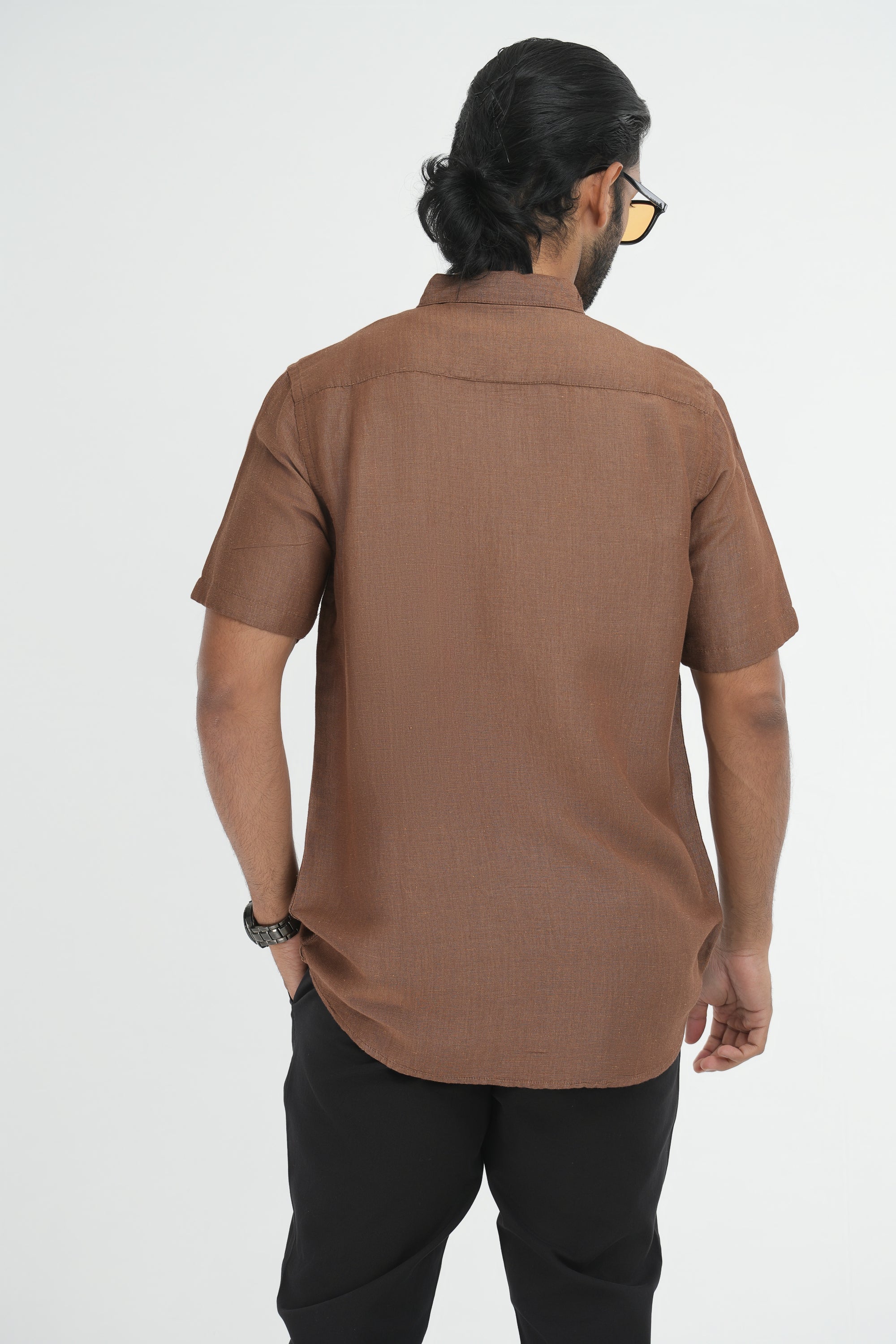 Bamboo Linen Chambray - Brown