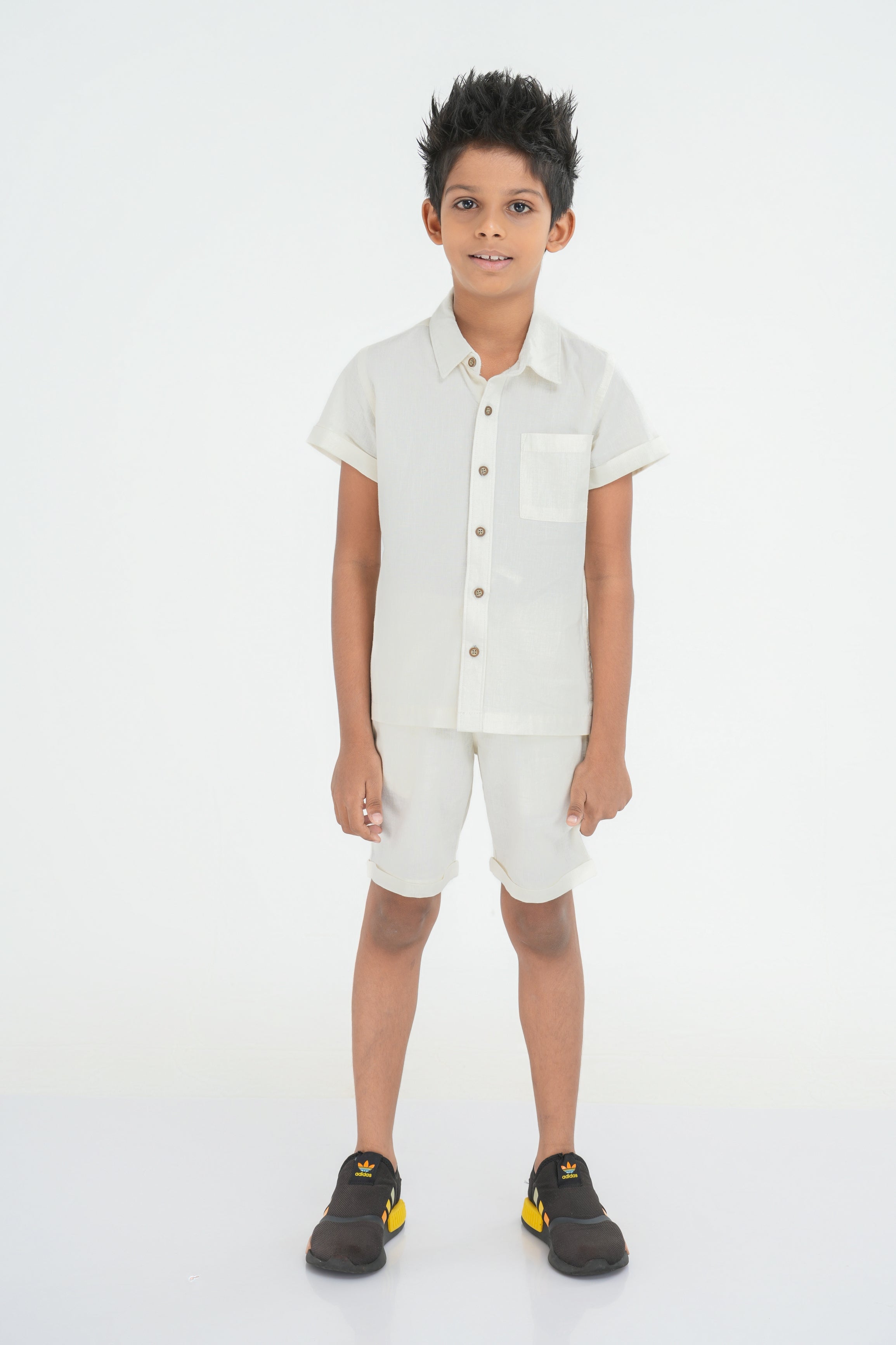Kids' Linen Cotton Coord Set – Natural White | AnationZ Junior