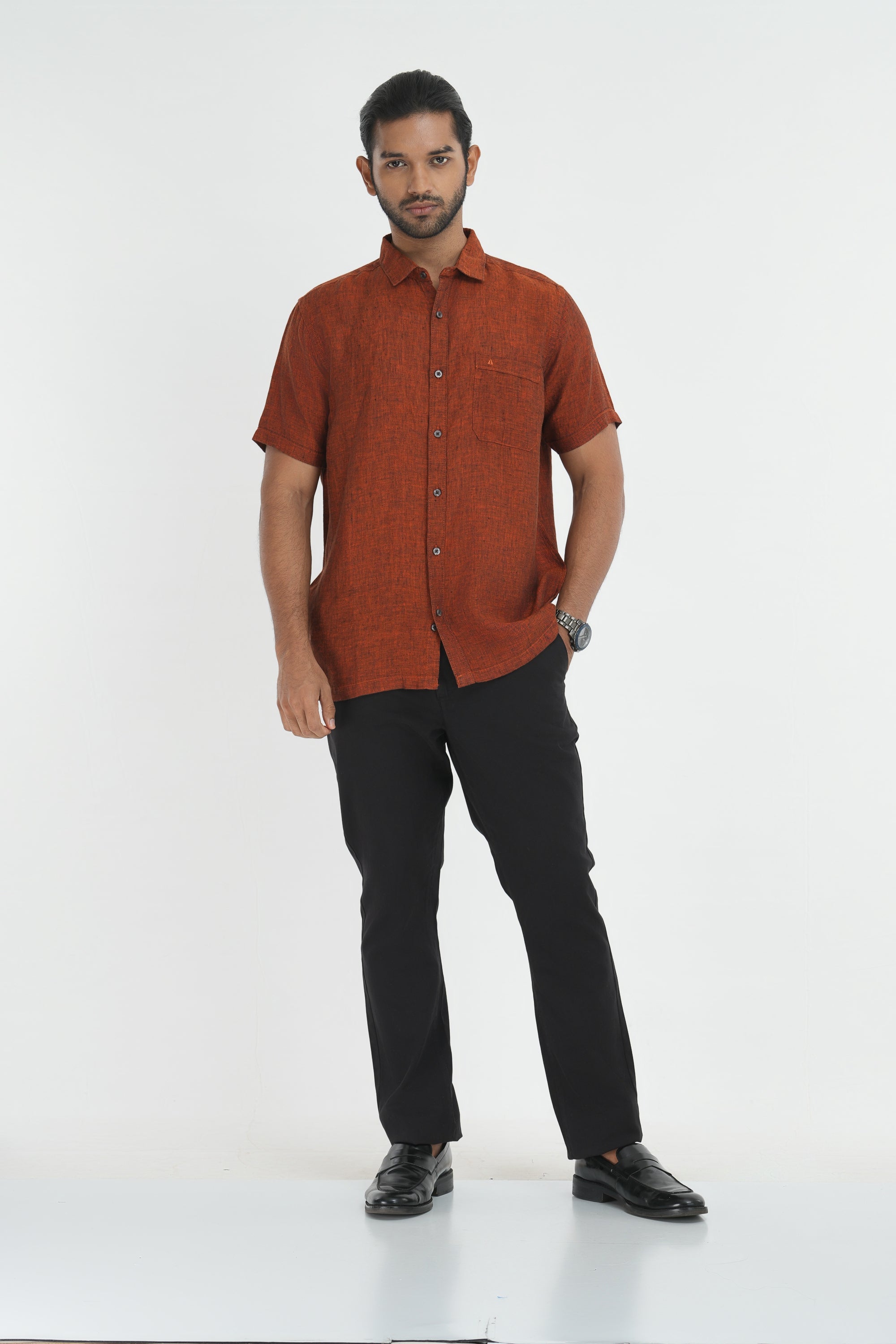 Bamboo Linen Chambray - Orange