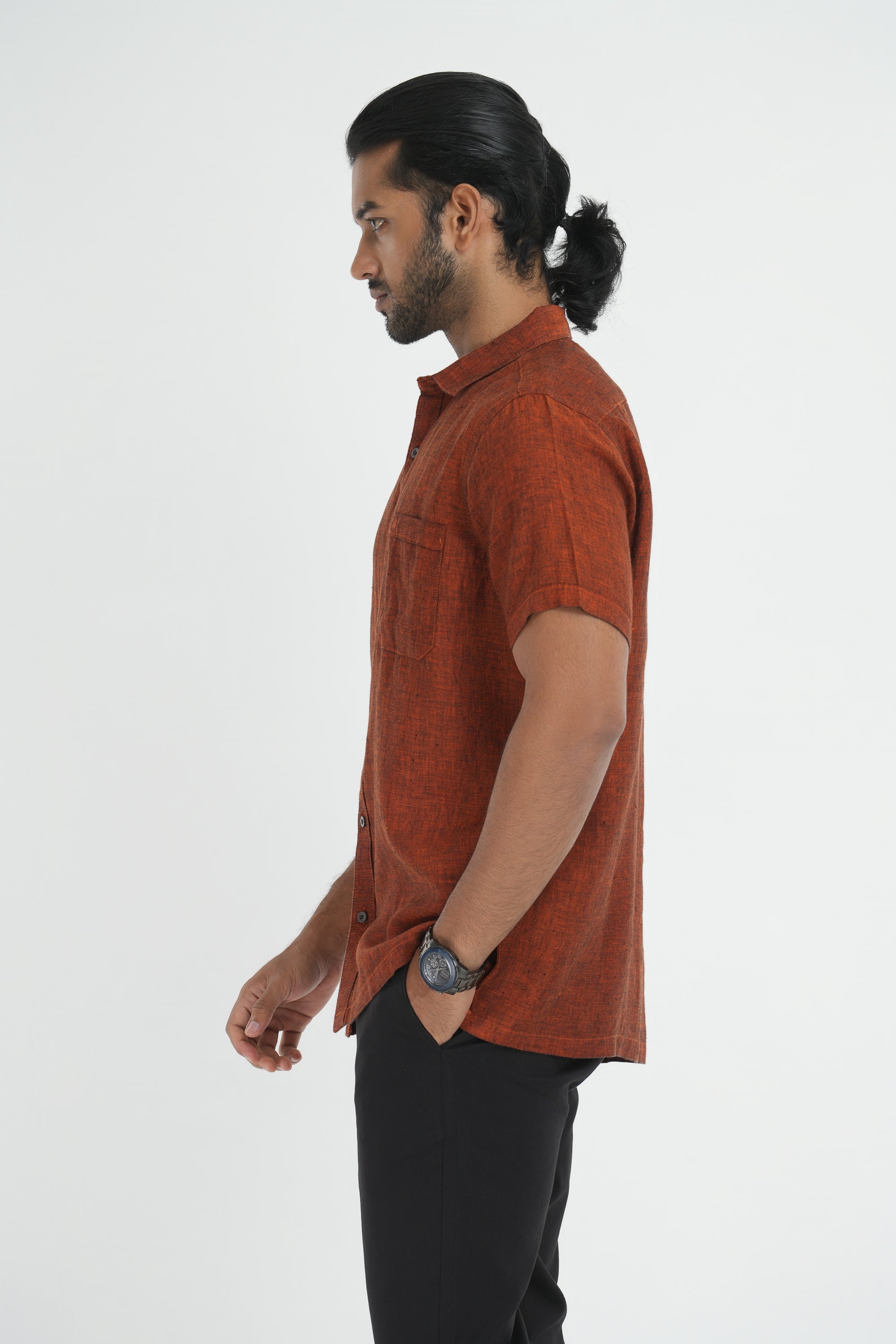 Bamboo Linen Chambray - Orange