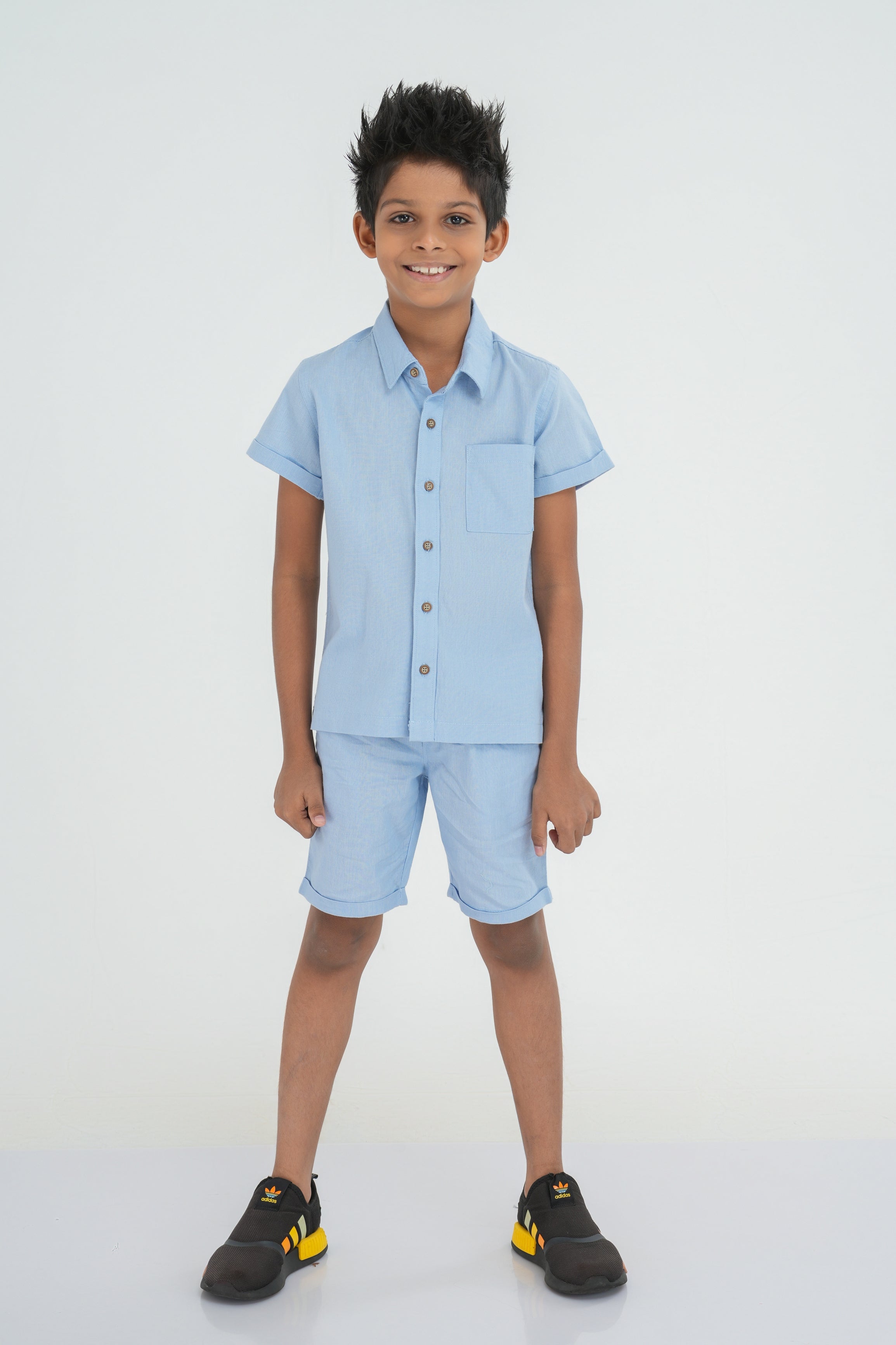 Kids' Linen Cotton Coord Set – Sky Blue | AnationZ Junior