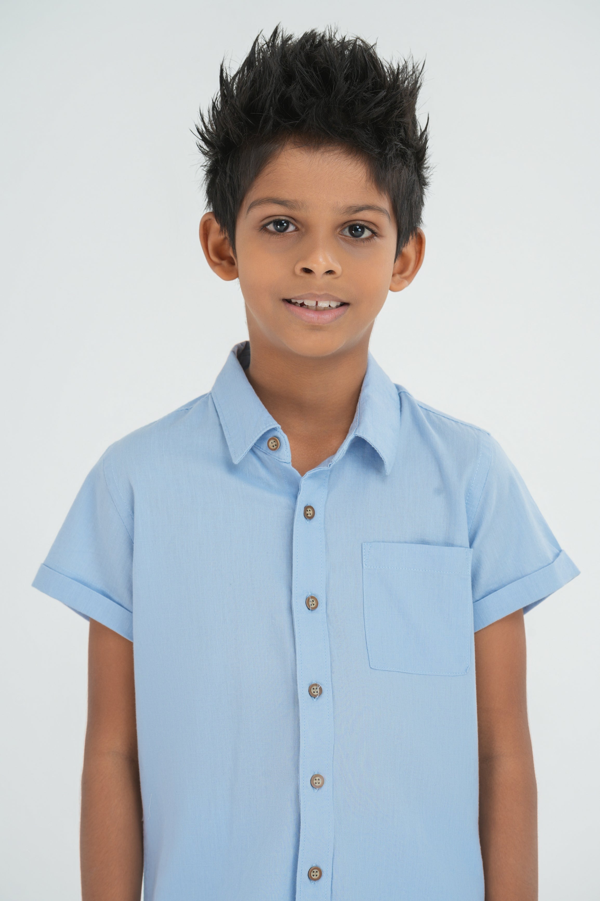 Kids' Linen Cotton Coord Set – Sky Blue | AnationZ Junior