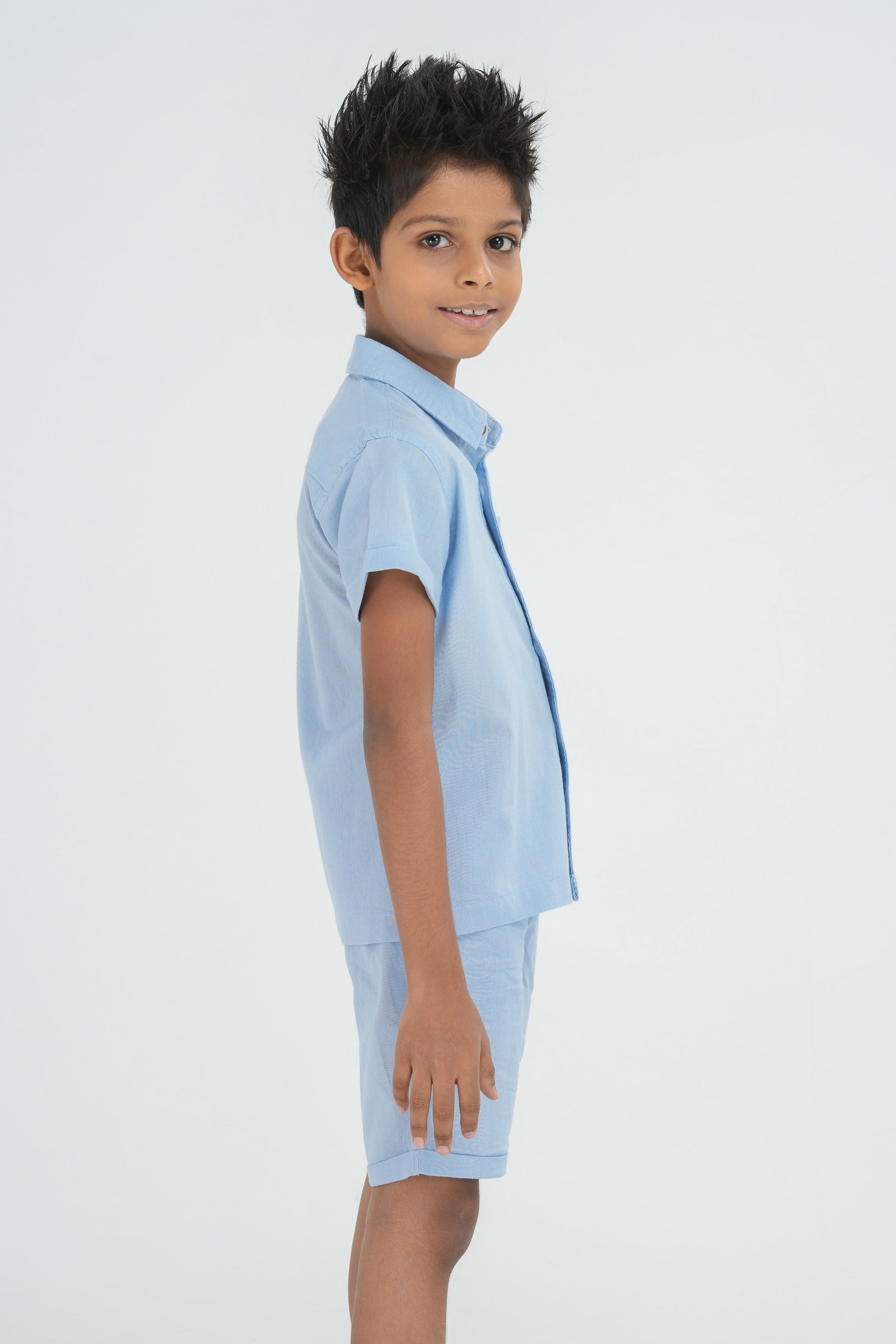 Kids' Linen Cotton Coord Set – Sky Blue | AnationZ Junior