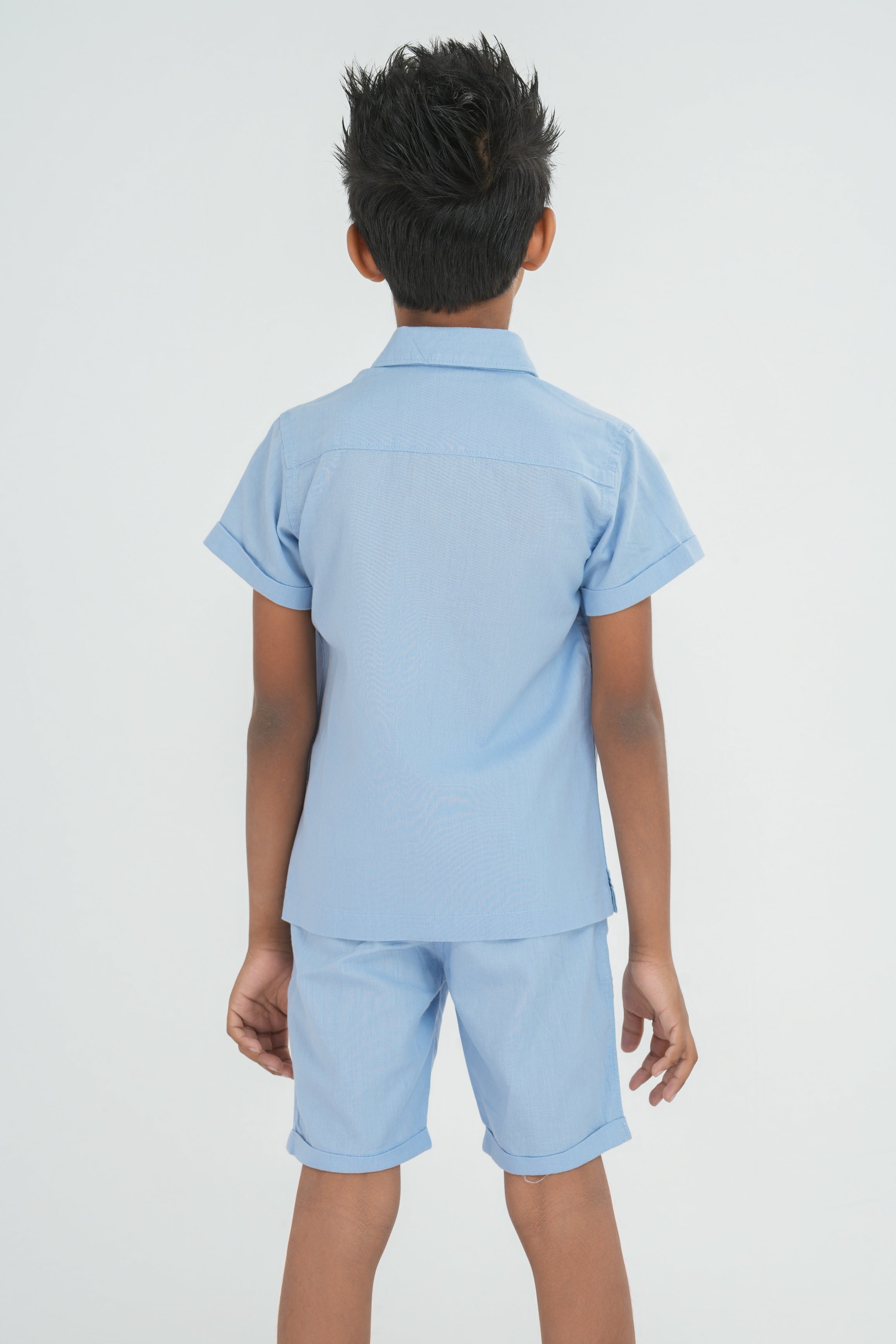 Kids' Linen Cotton Coord Set – Sky Blue | AnationZ Junior