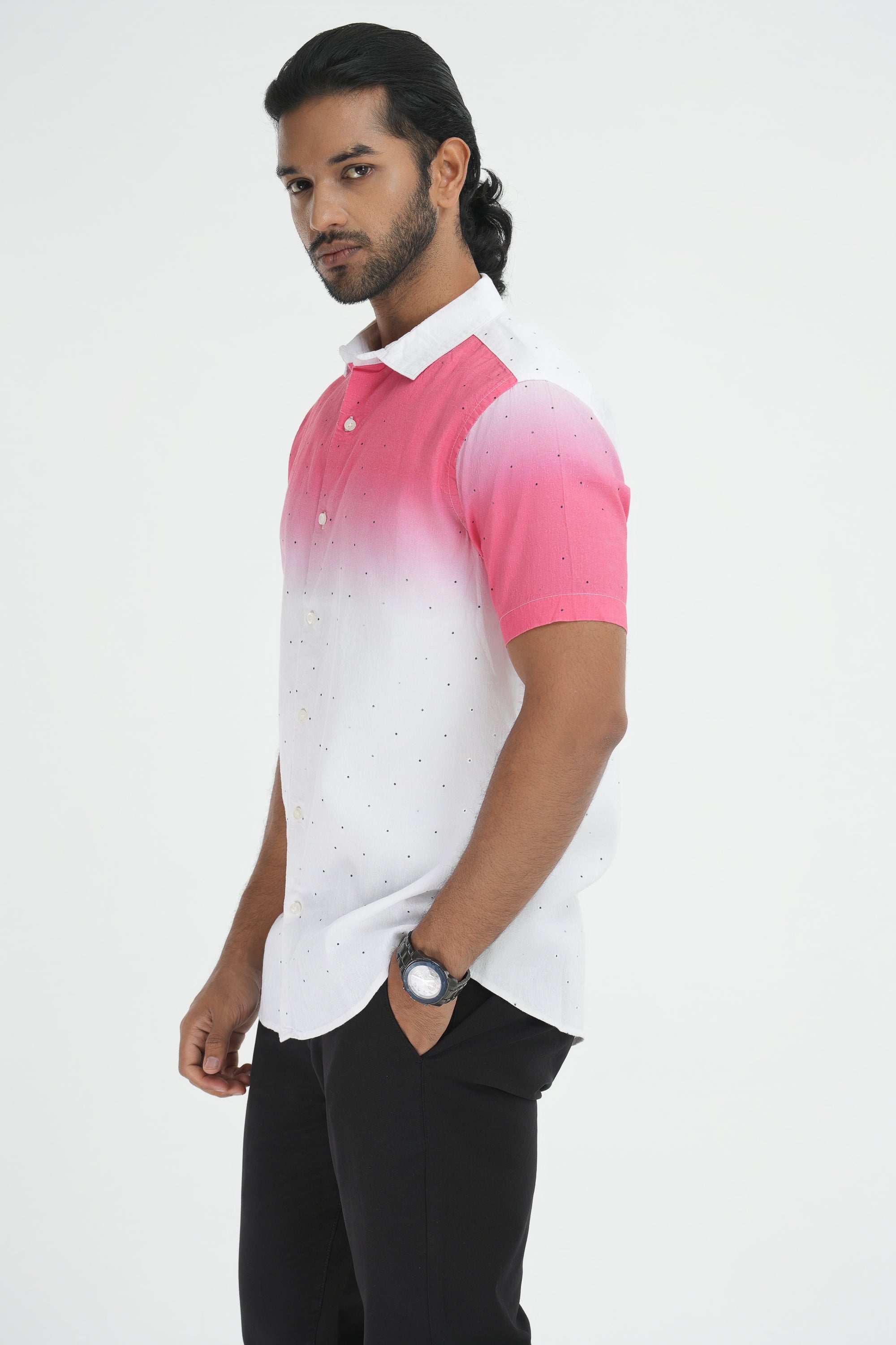 Linen Printed Shirt - Red