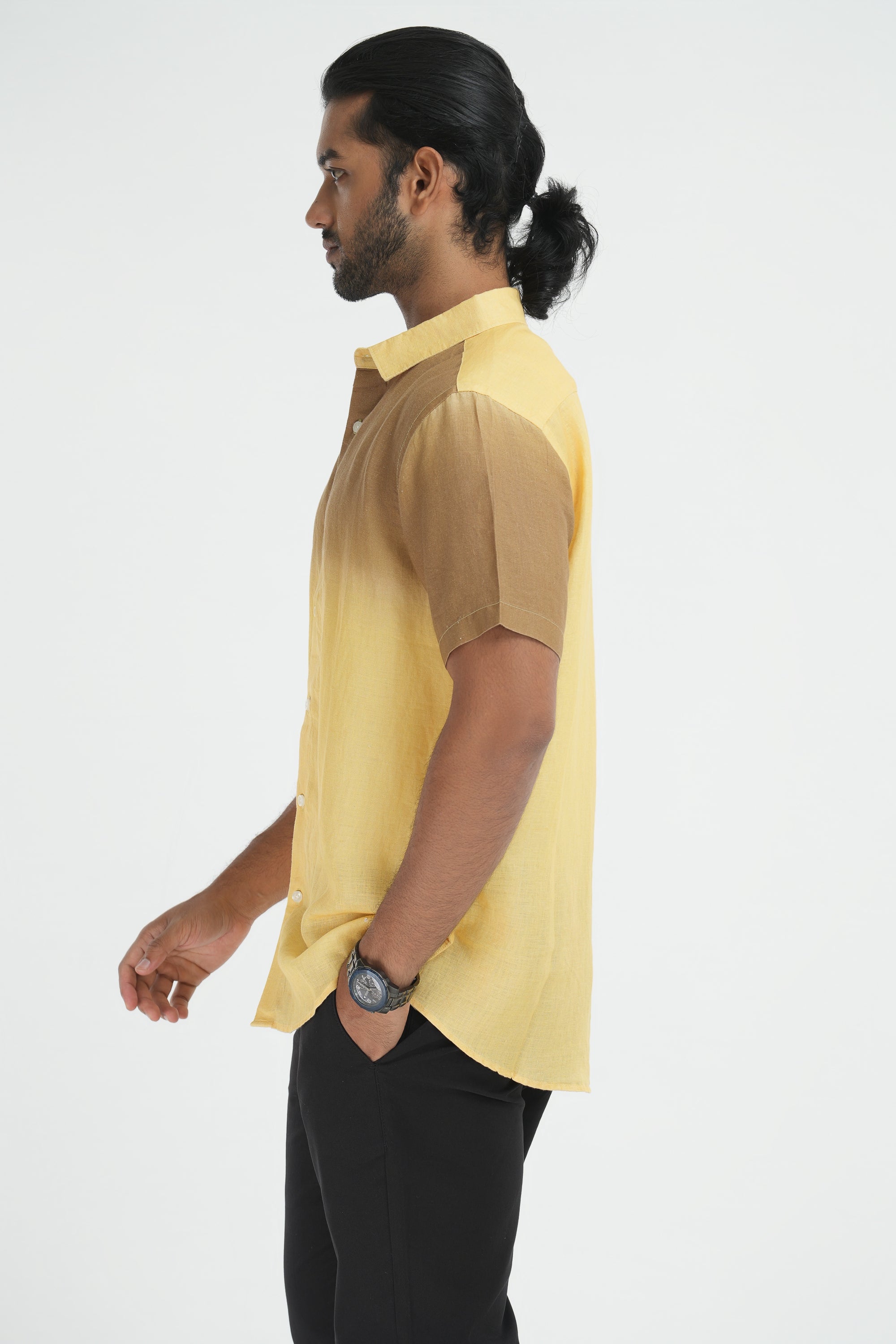Linen Printed Shirt - Gold