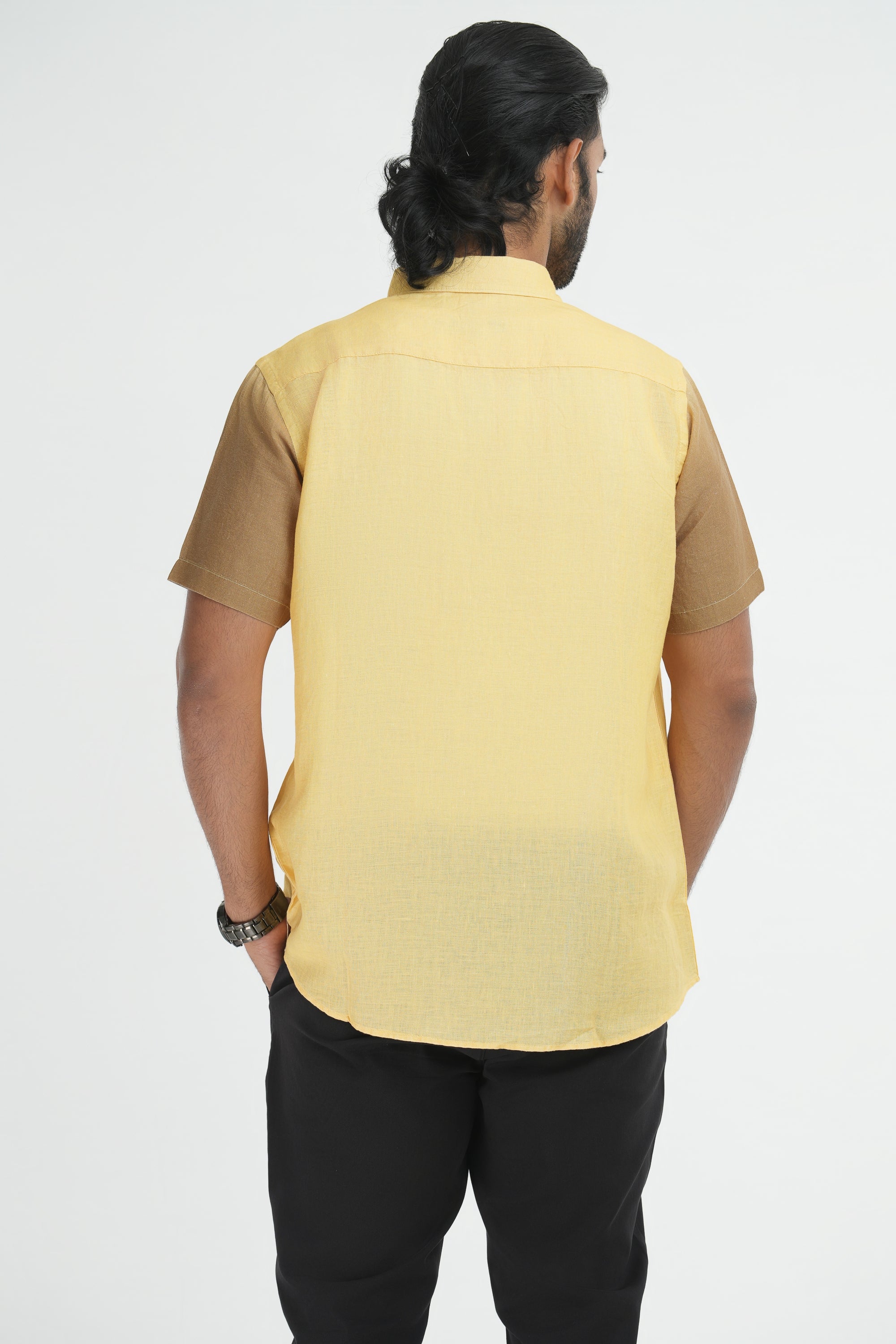 Linen Printed Shirt - Gold