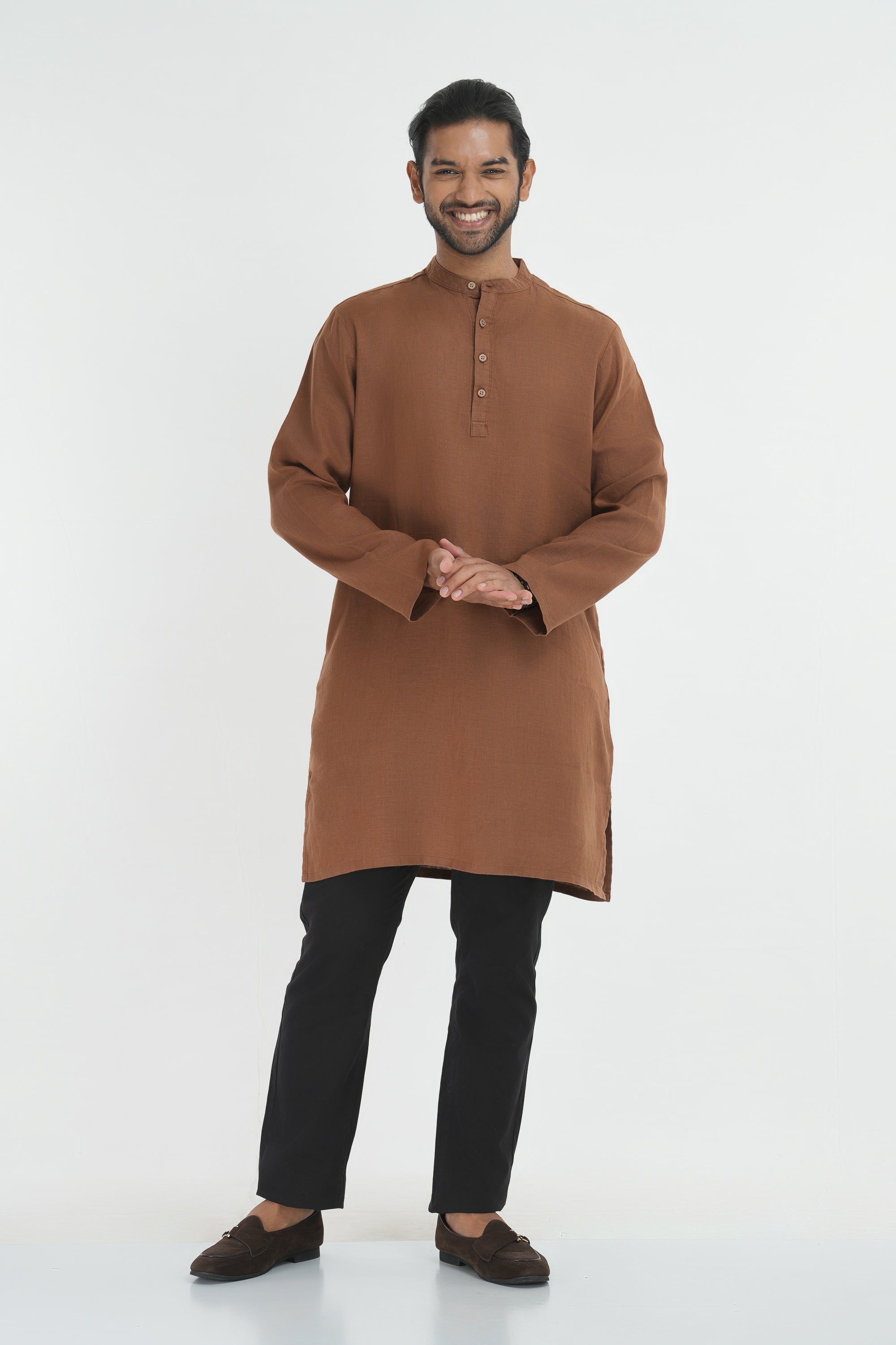 Premium Linen-Hemp Kurtha - Khaki