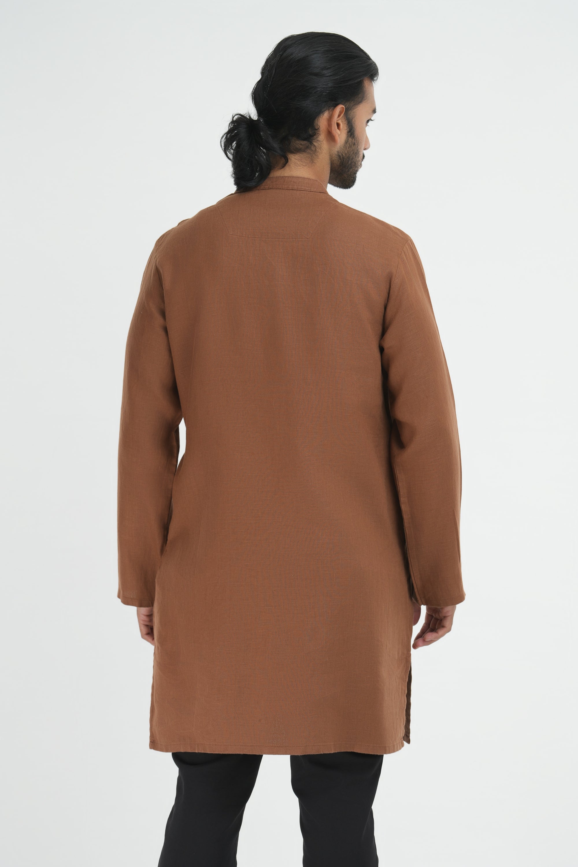 Premium Linen-Hemp Kurtha - Khaki