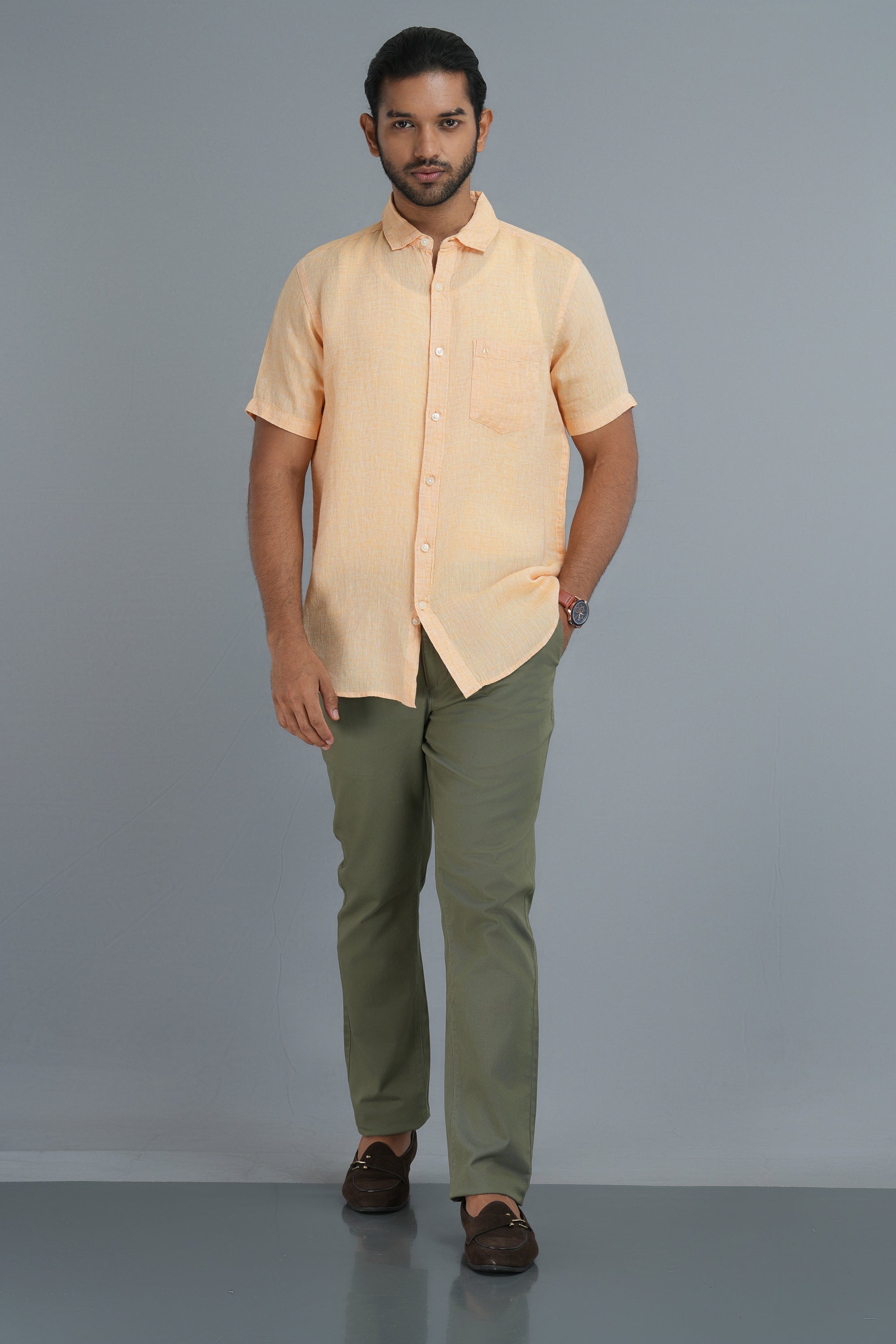 Bamboo Linen Chambray - Orange