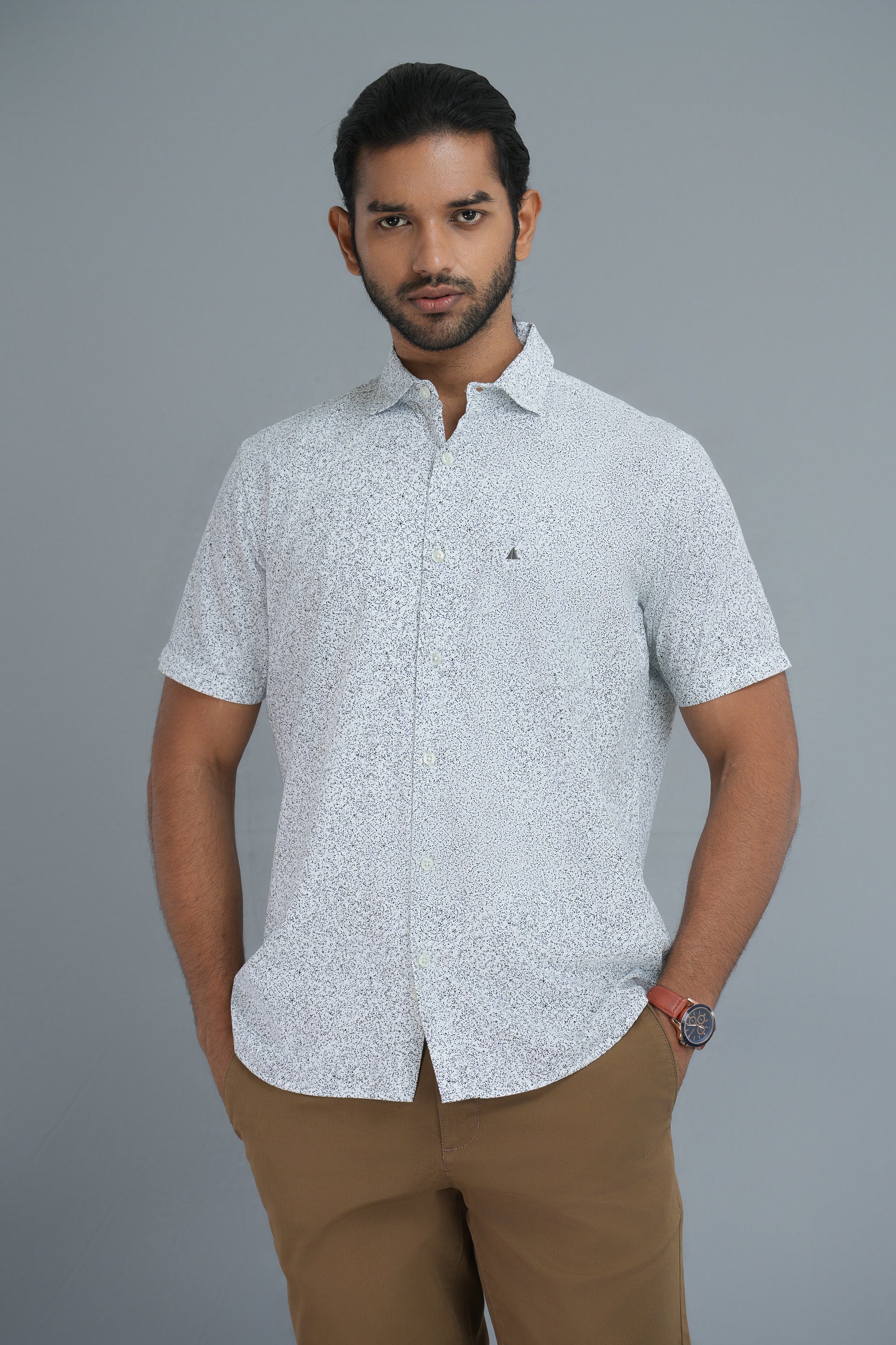 Printed Cotton Shirt -White