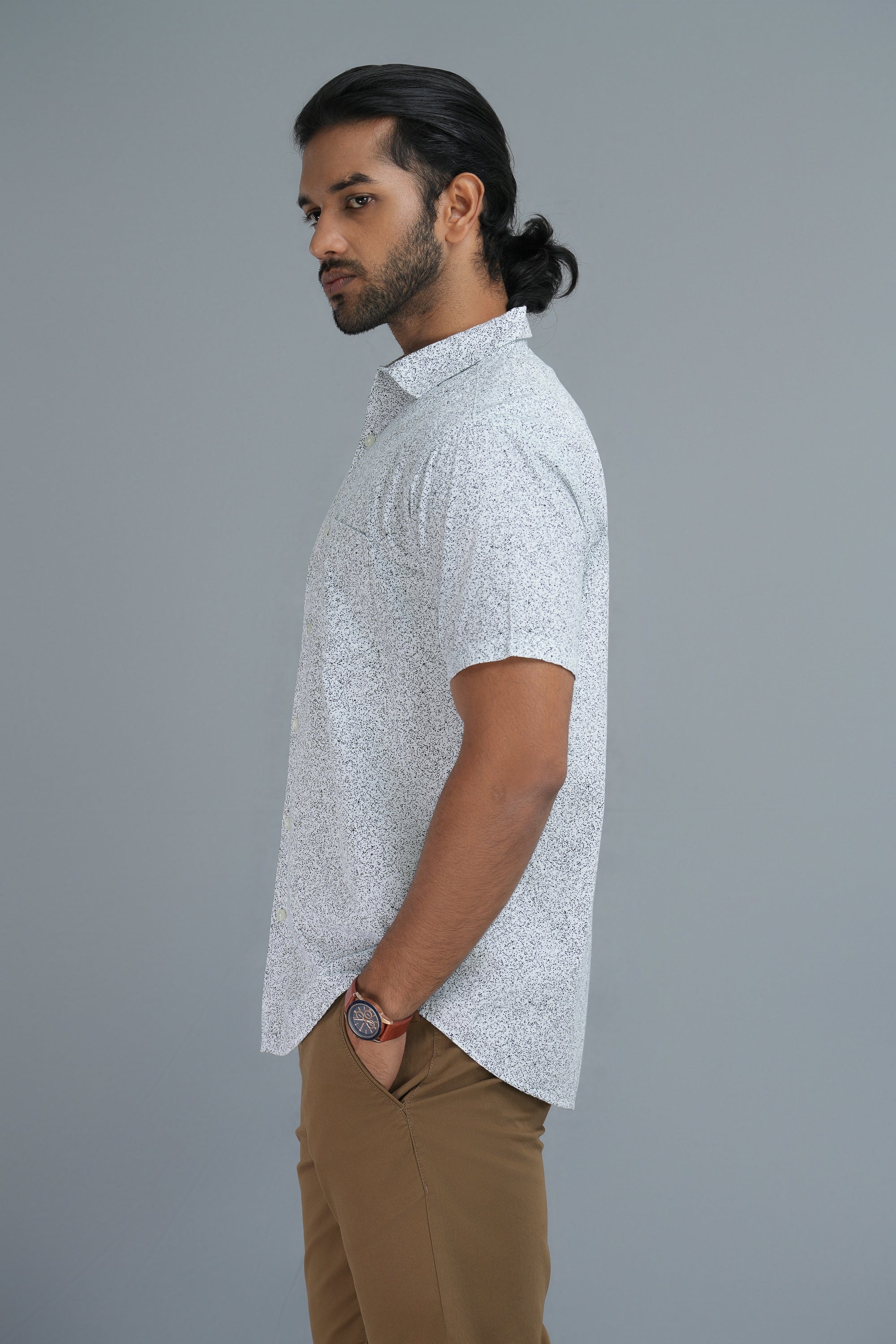 Printed Cotton Shirt -White