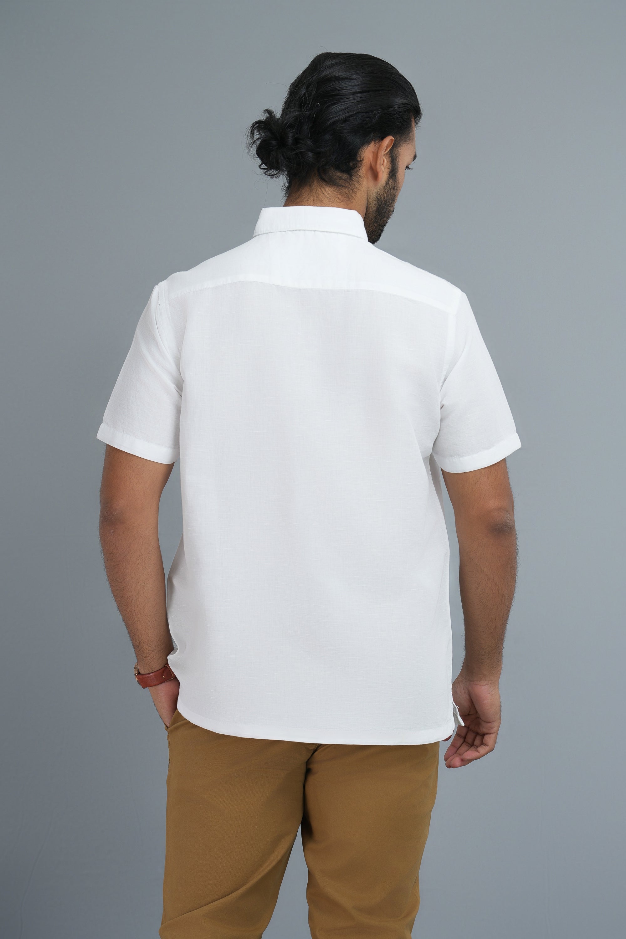 Linen Cotton Straight Fit Shirt - White