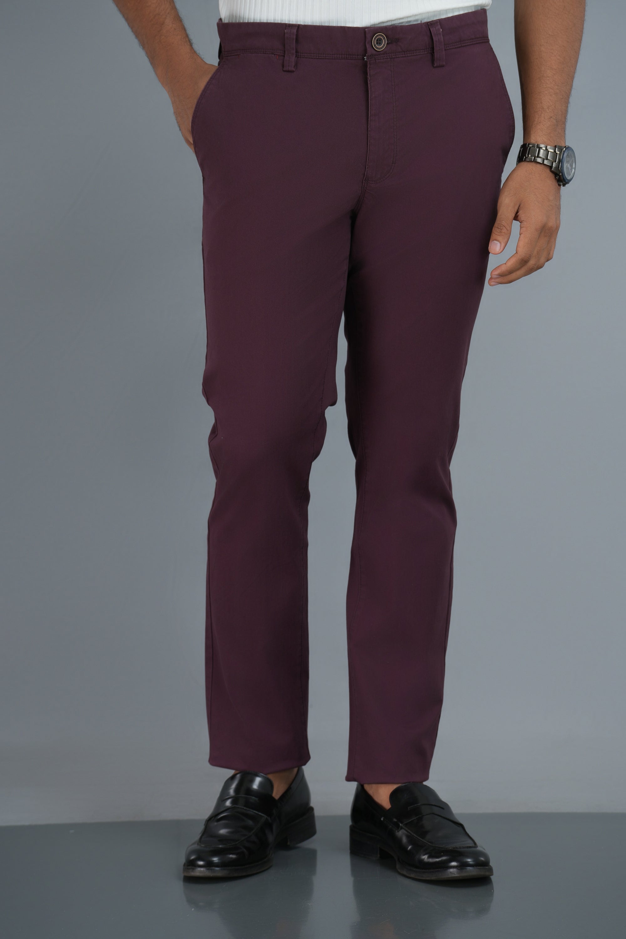 Ashton Twill Trousers - Maroon