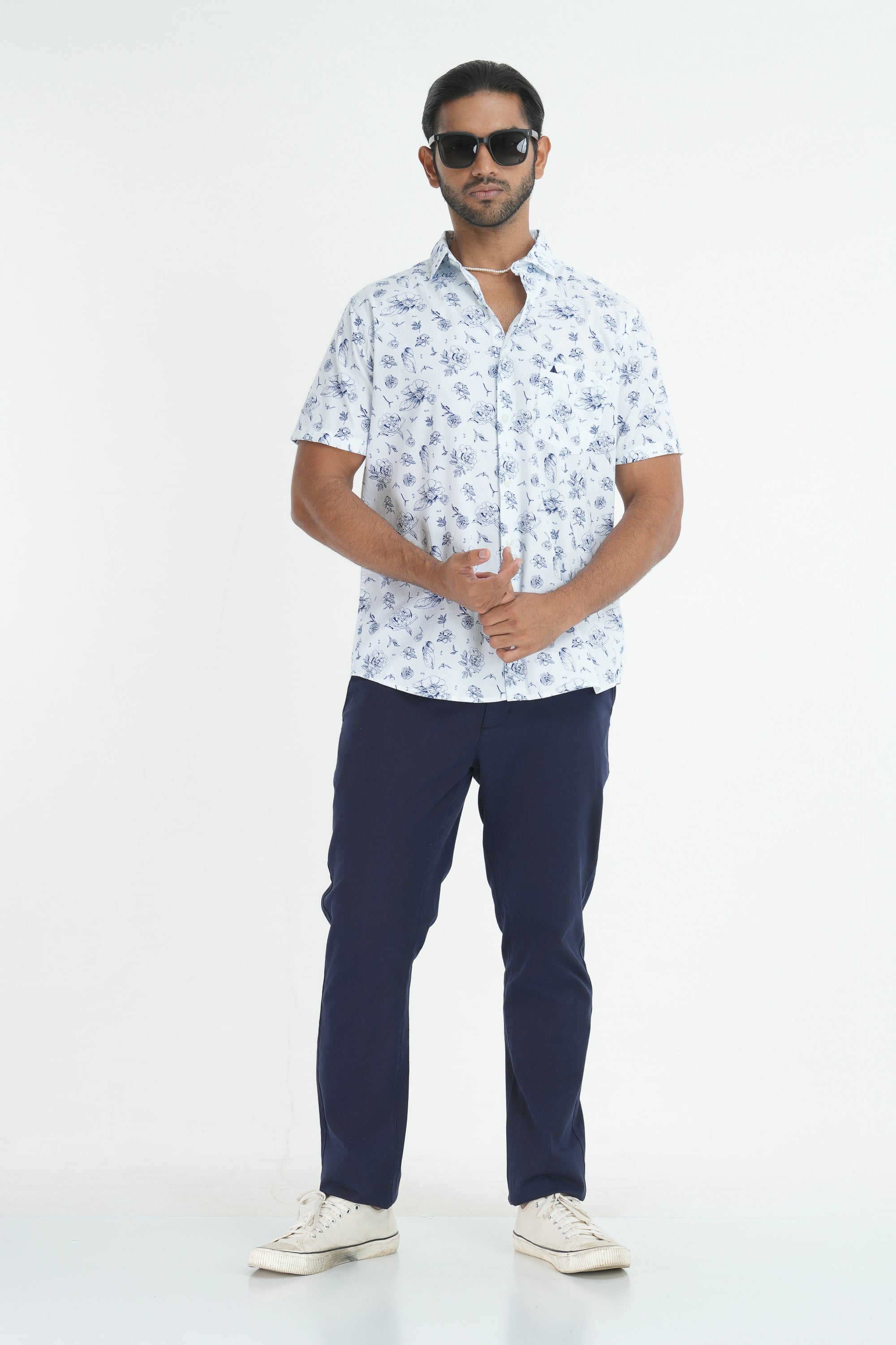 Printed Cotton Shirt - White