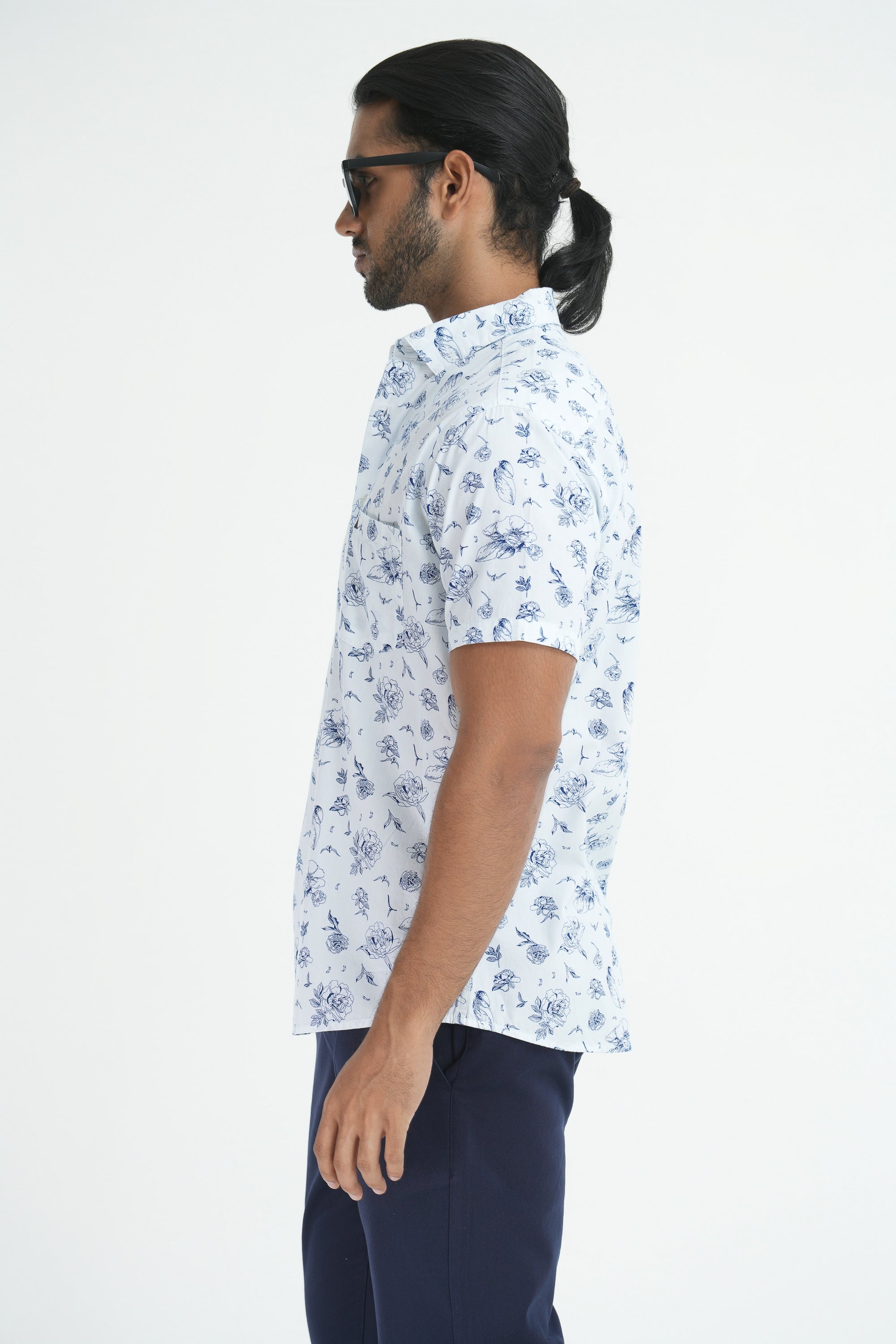 Printed Cotton Shirt - White