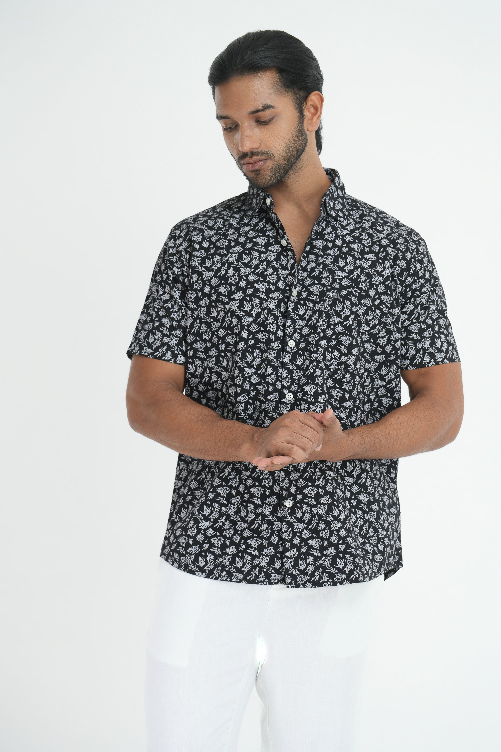 Printed Cotton Shirt - Black