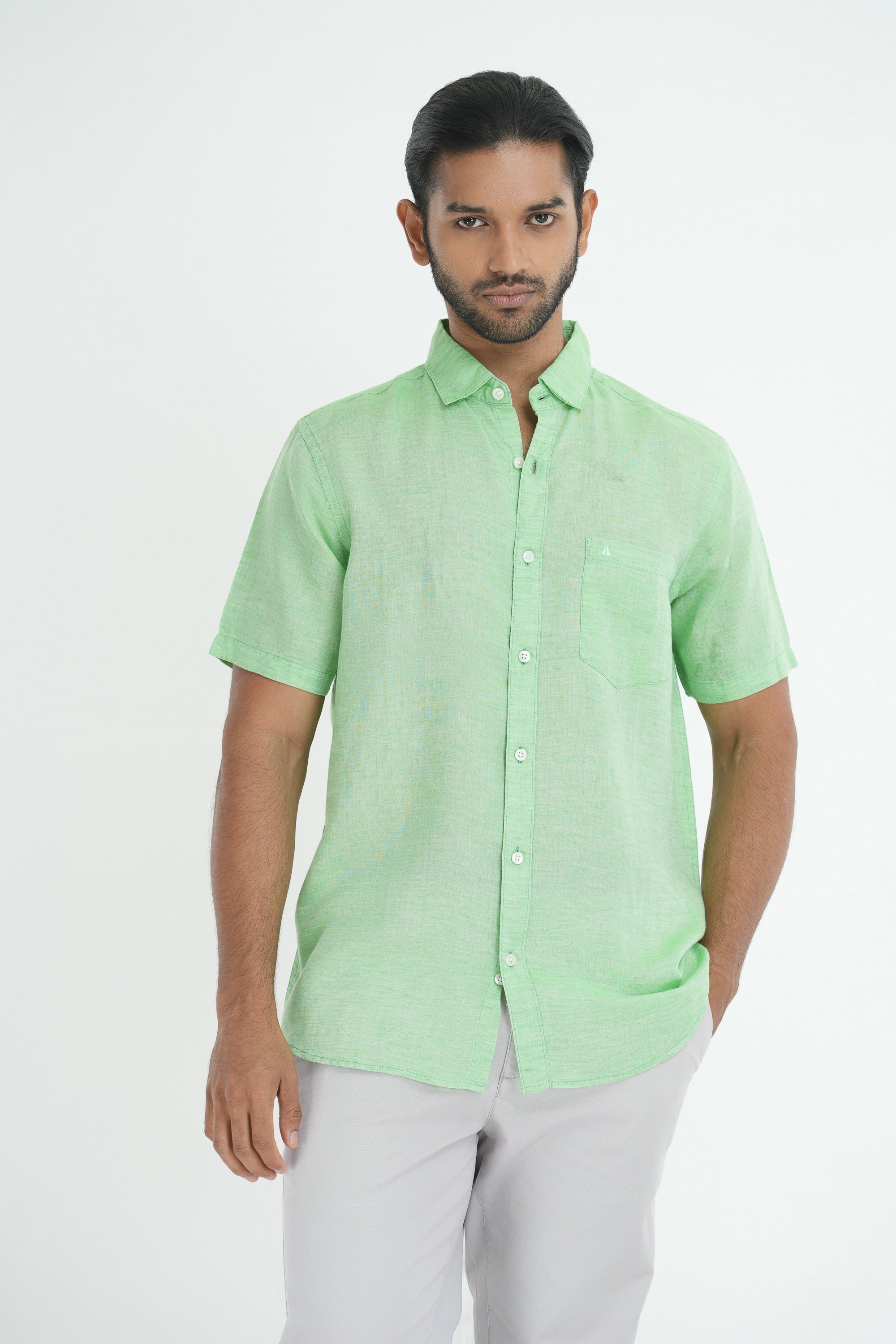Linen Cotton Chambray - Green