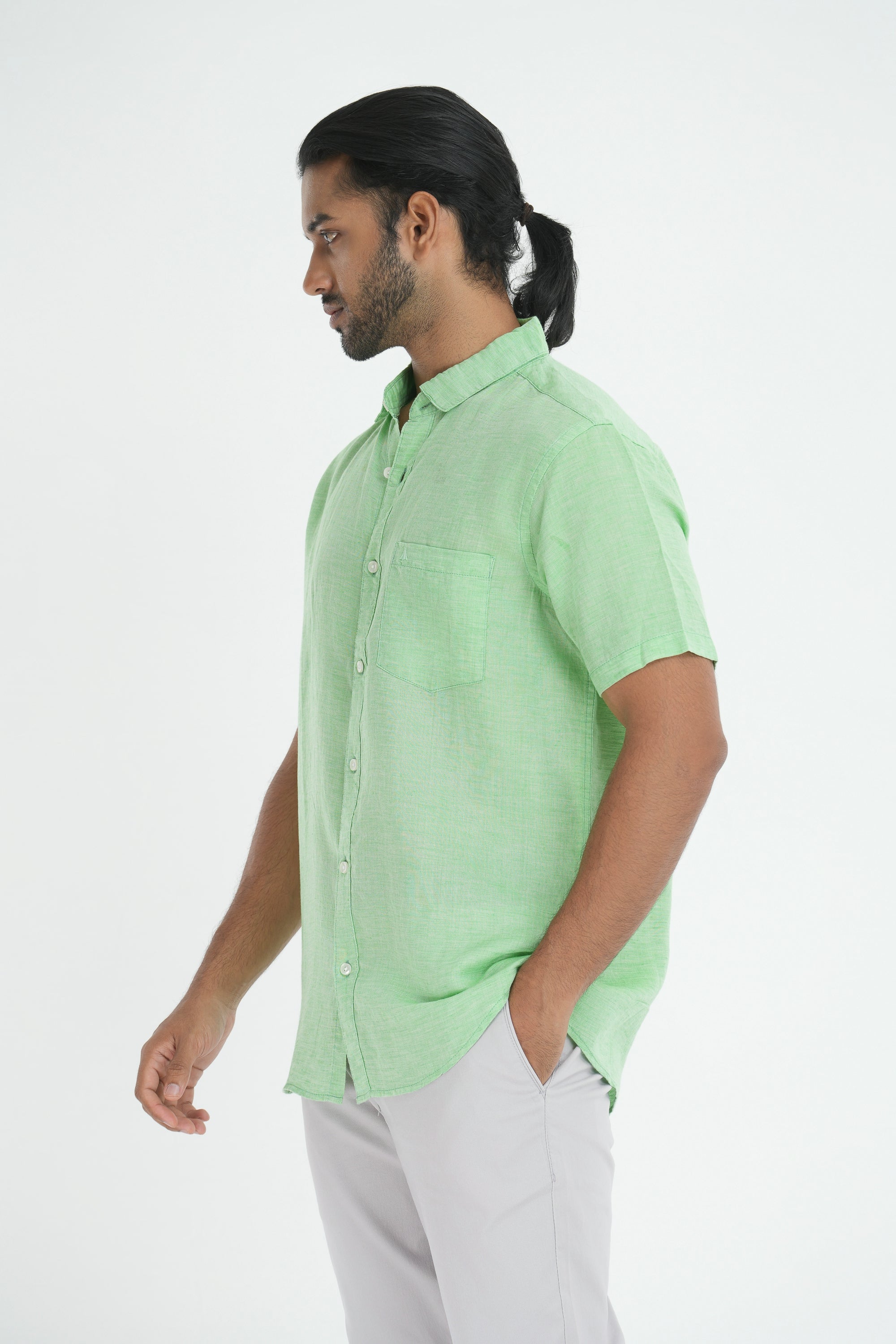 Linen Cotton Chambray - Green