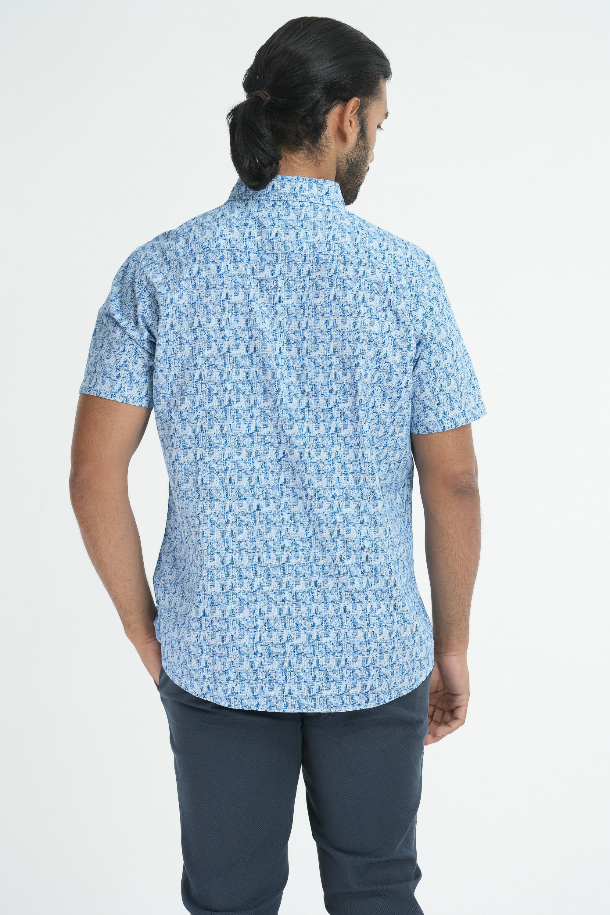 Printed Cotton Shirt - Blue