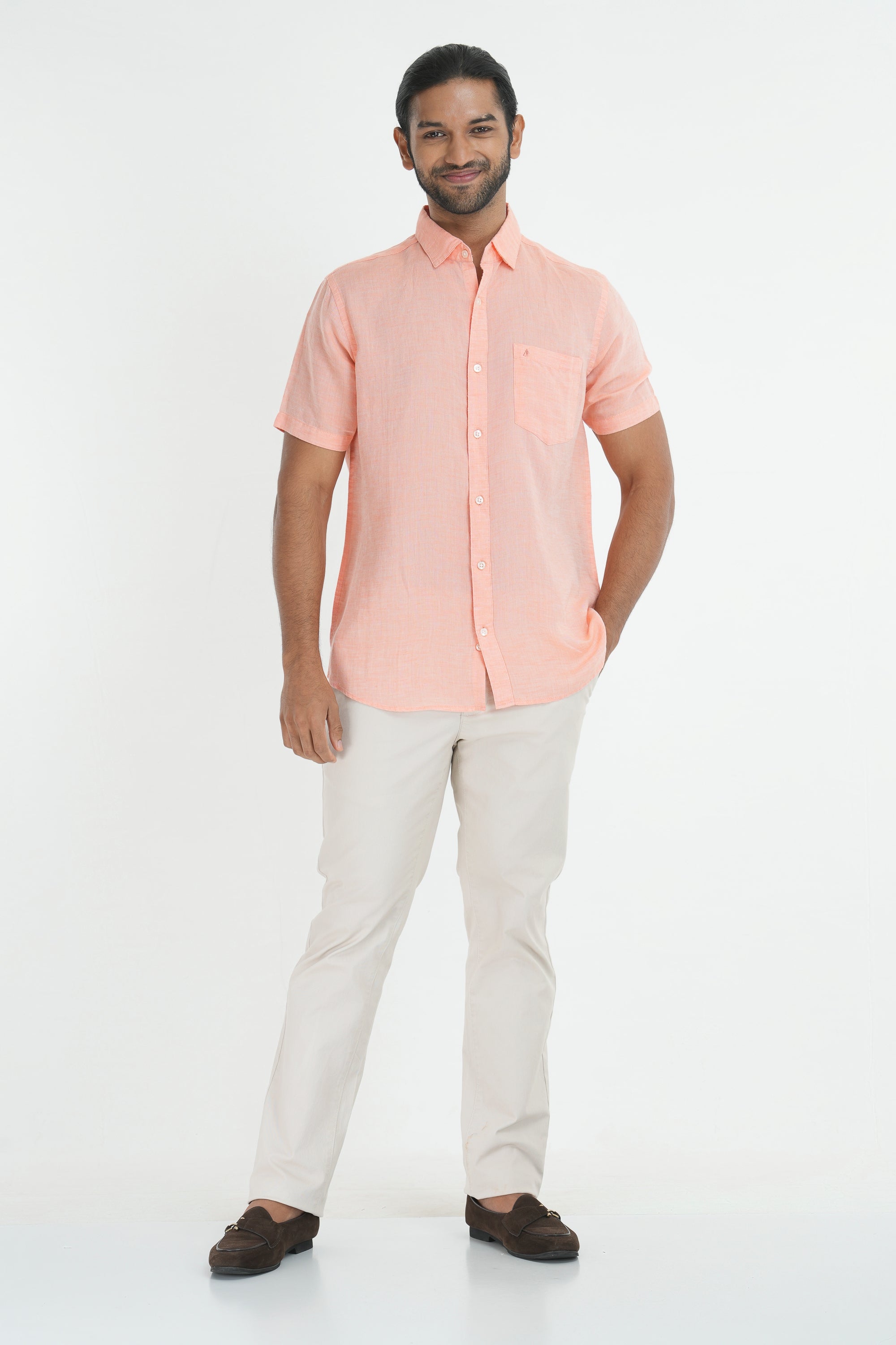 Linen Cotton Chambray - Orange