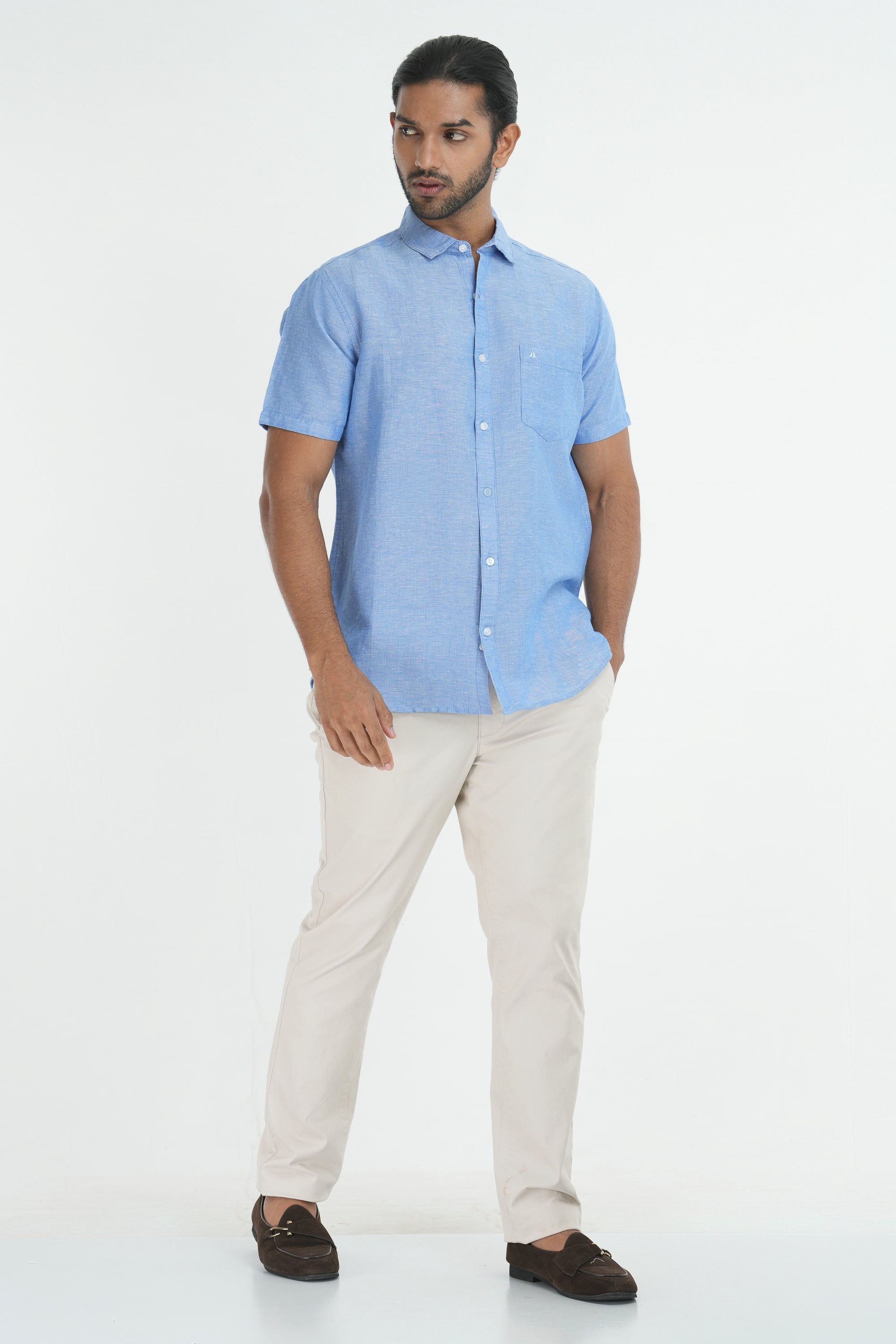 Linen Cotton Chambray - Light Blue