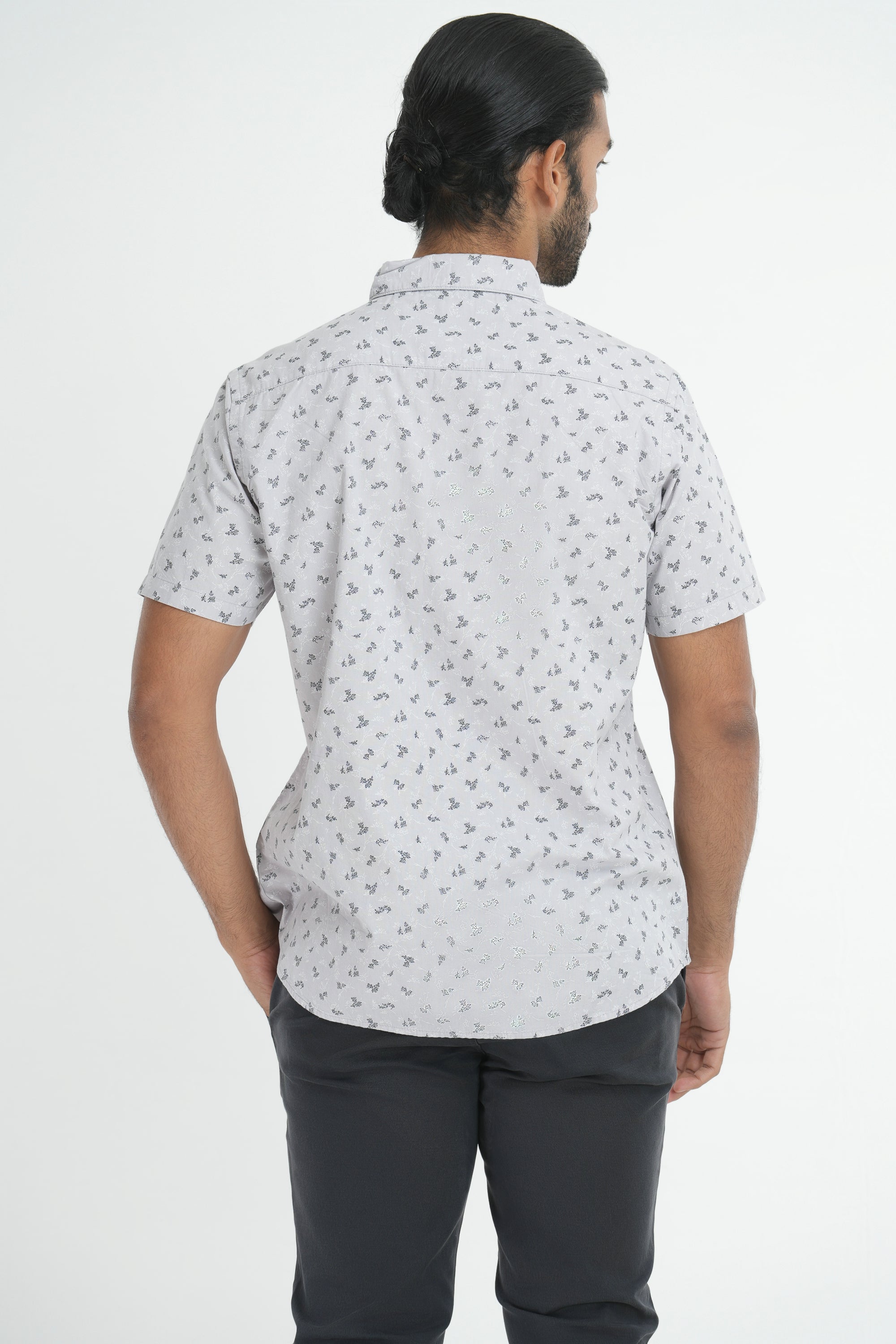 Printed Cotton Shirt - Grey