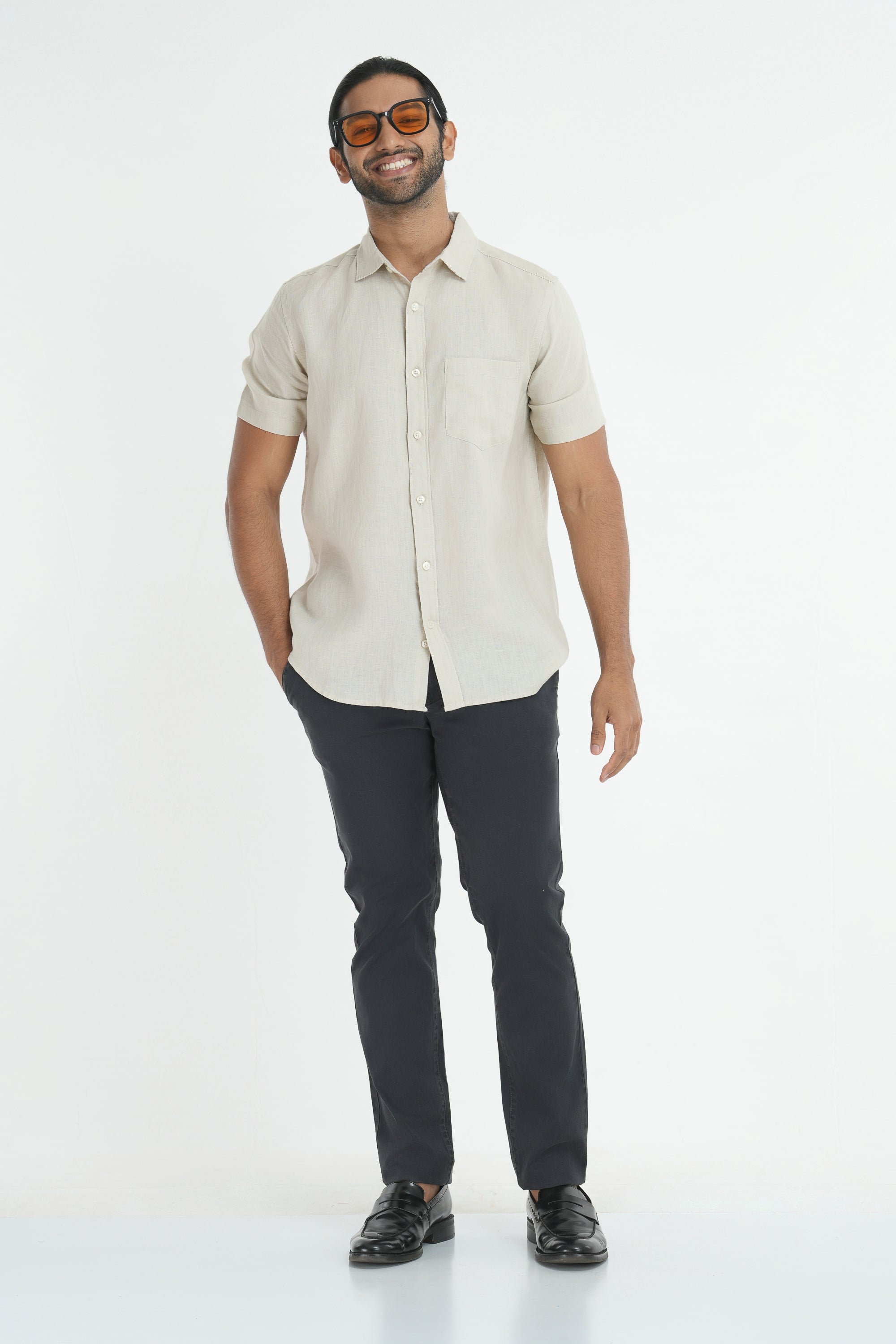 100% Linen Shirt - Sand