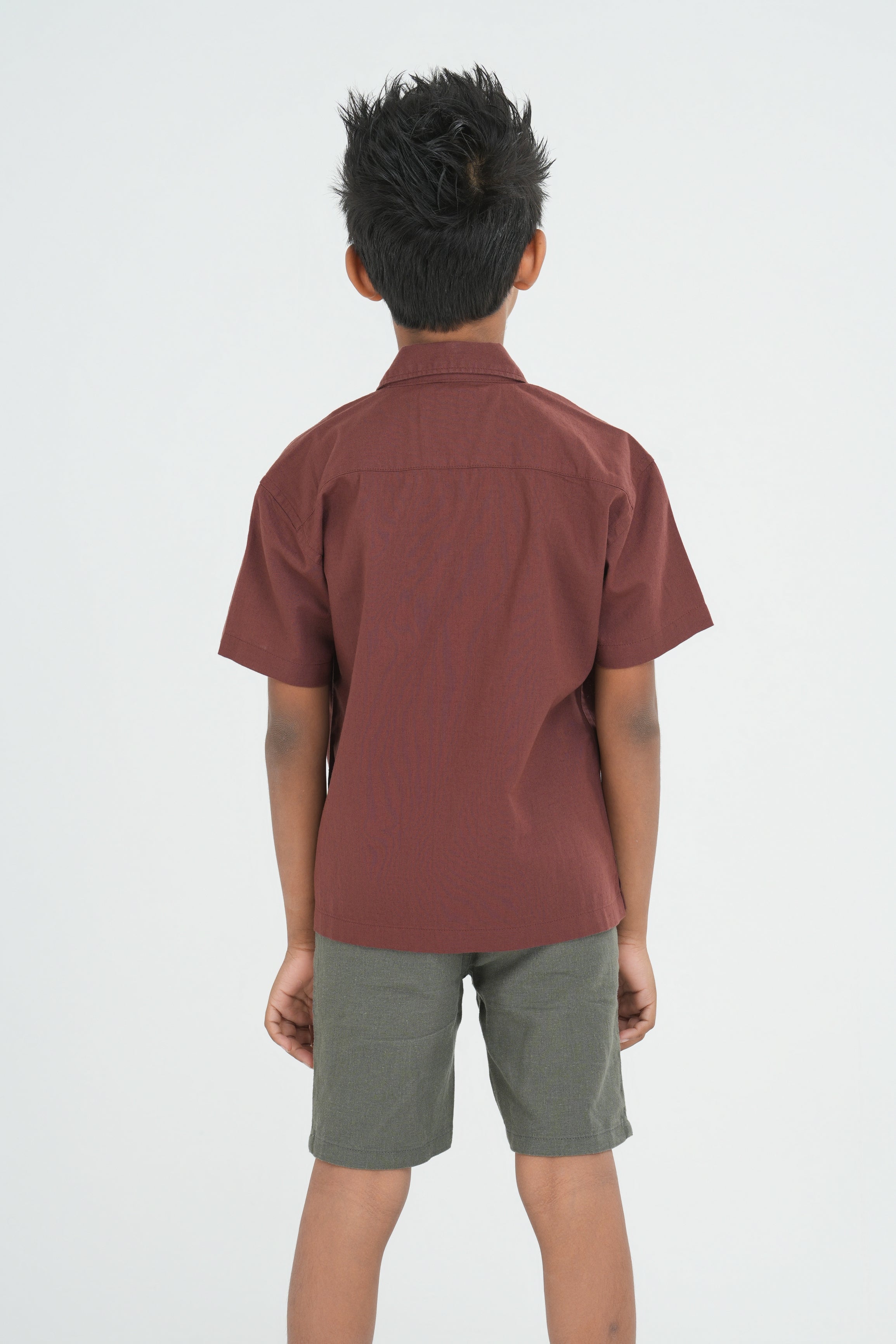 Kids' Linen Cotton Shirt – Burnt Brown | AnationZ Junior