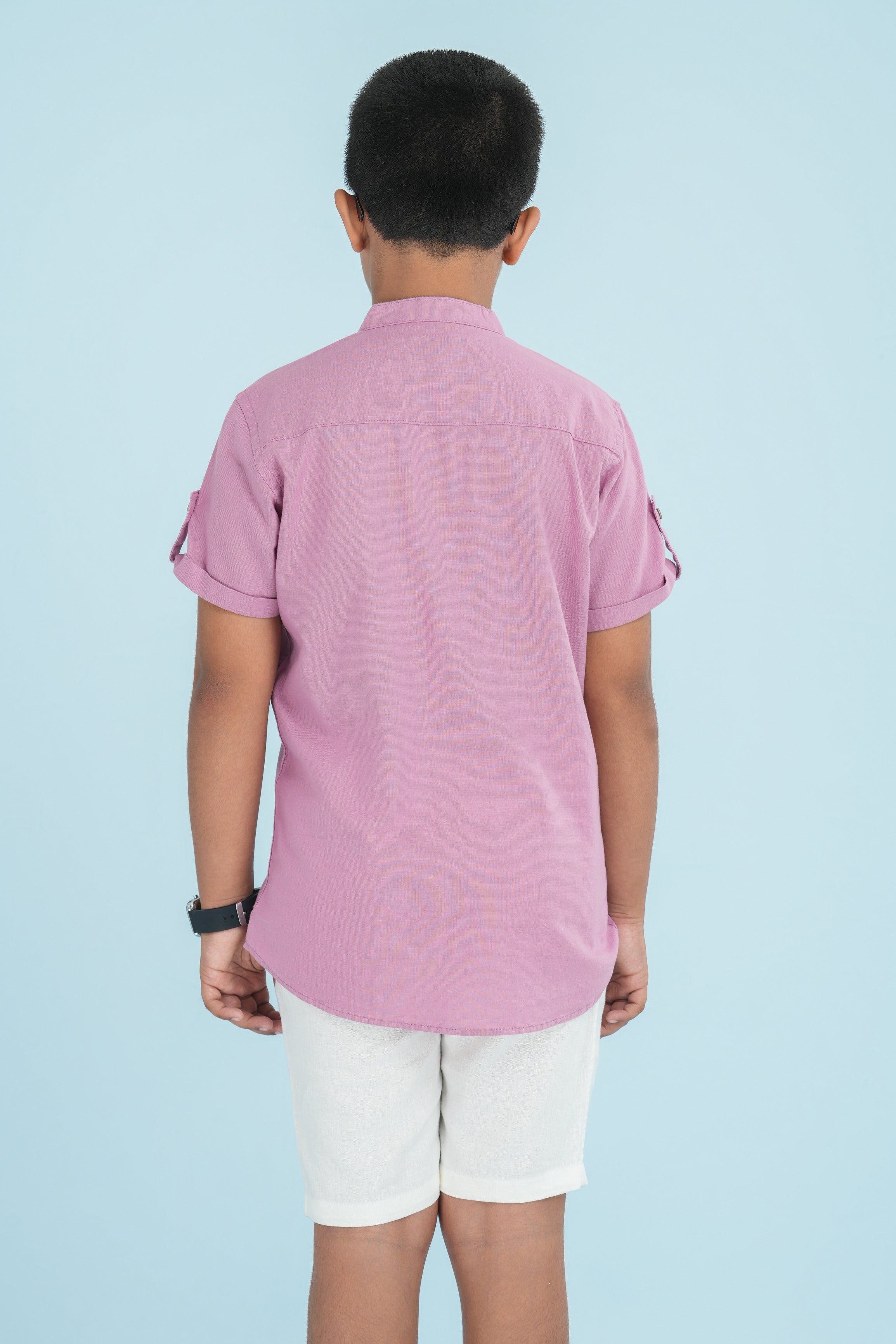 Kids' Linen Cotton Shirt with Sleeve Detail – Dusty Rose | AnationZ Junior