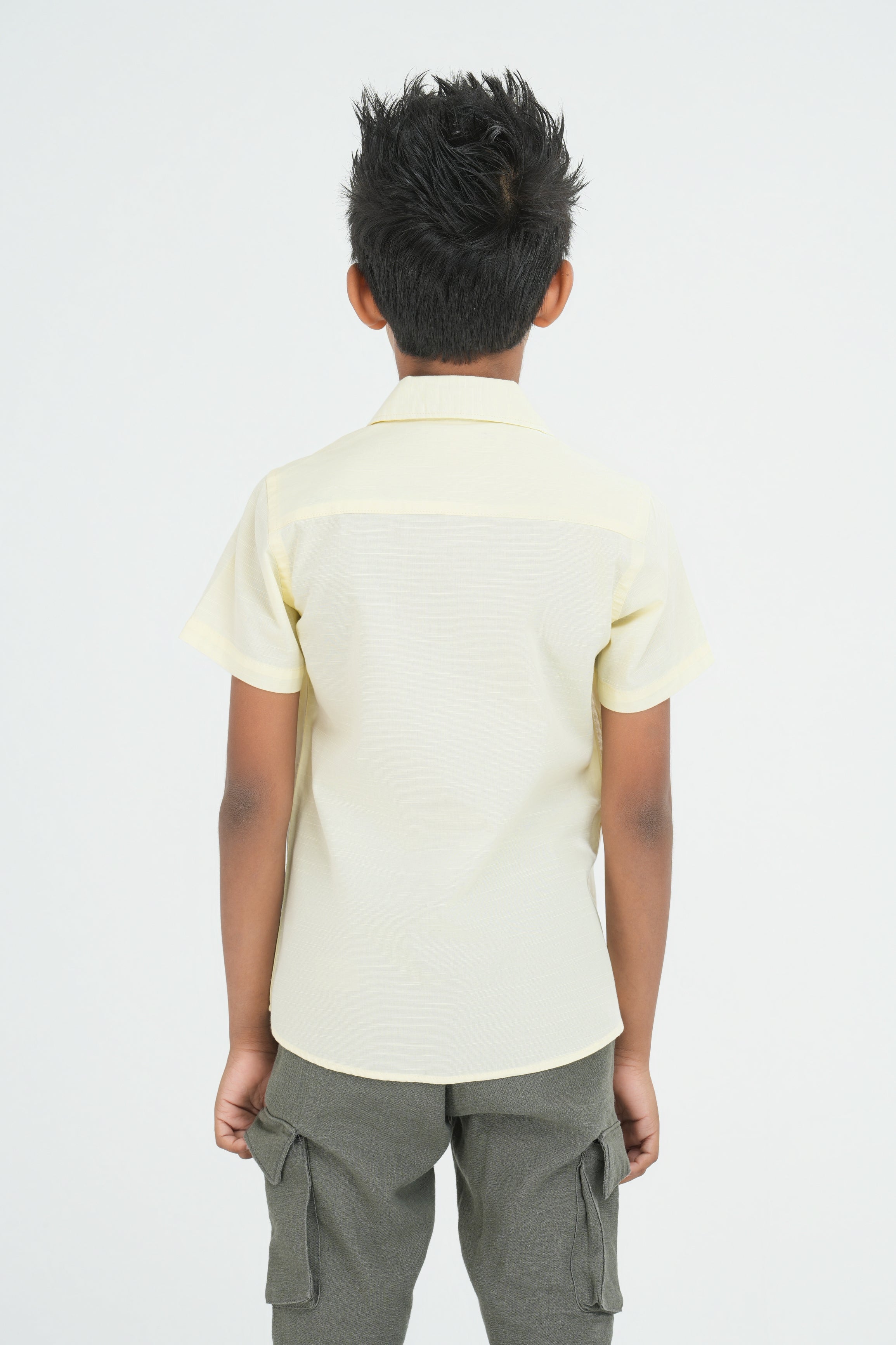 Kids' Cotton Shirt with Double Pocket Flap – Light Yellow | AnationZ Junior