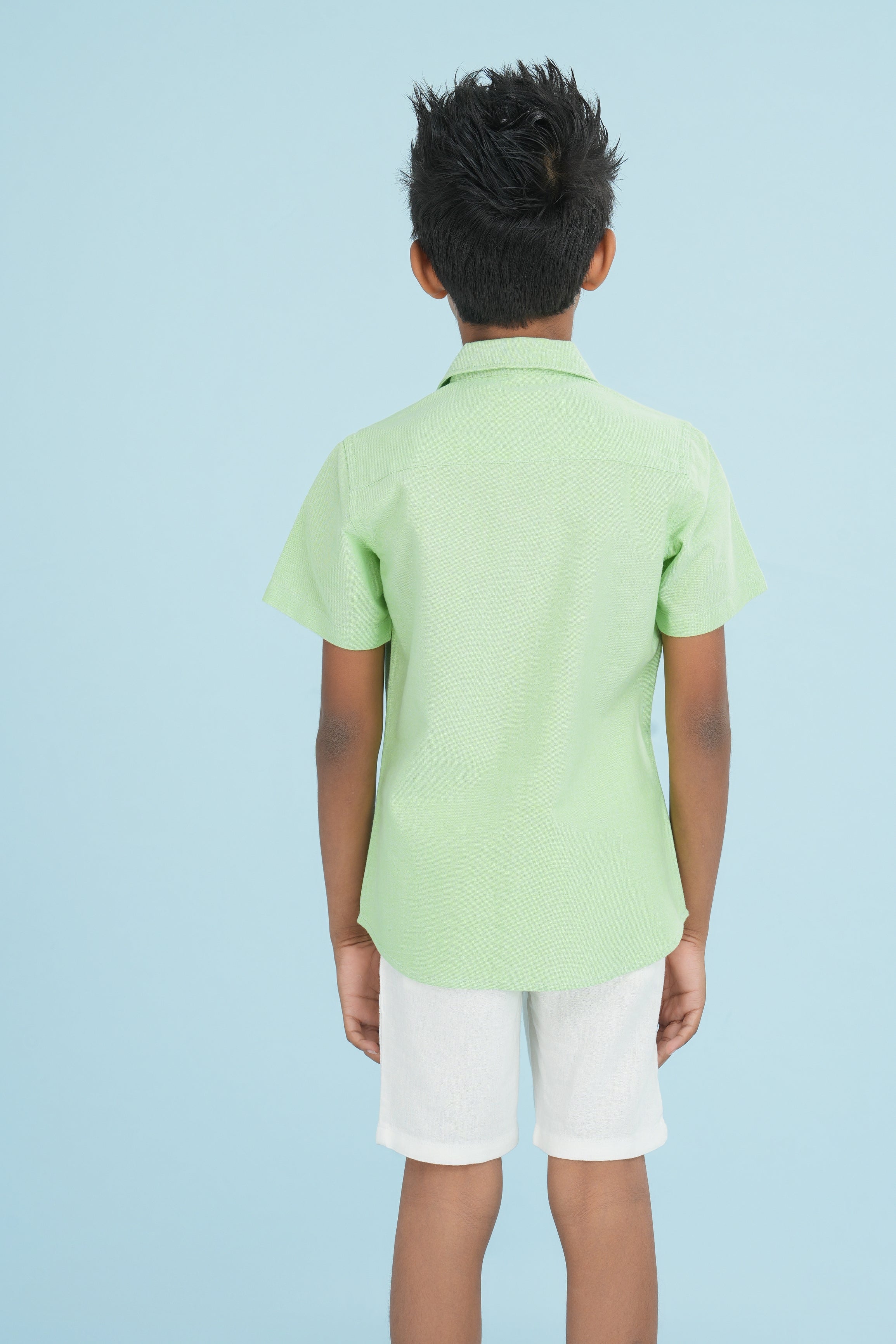 Kids' Normal Collar Linen Shirt – Light Green | AnationZ Junior