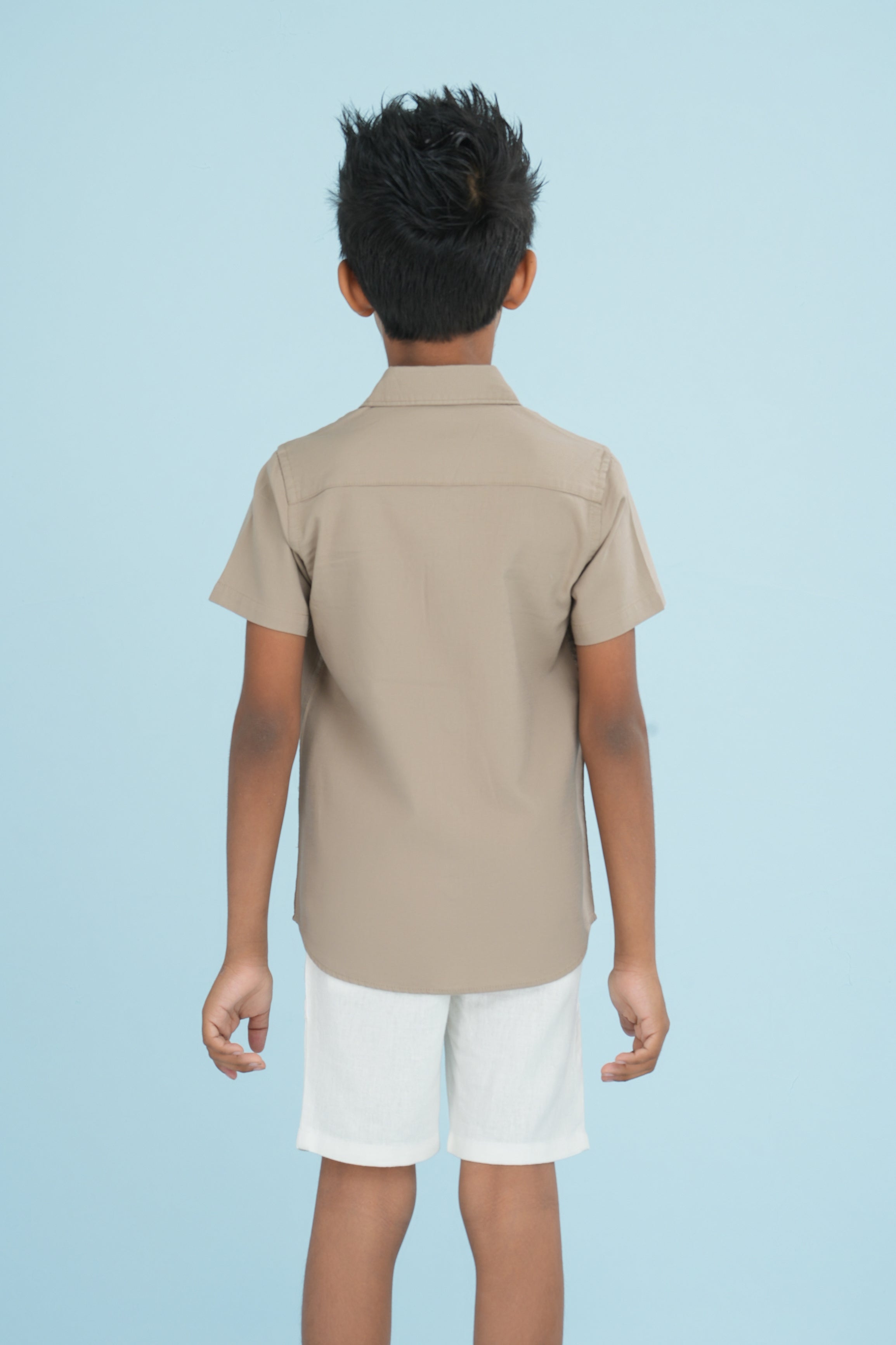Kids' Normal Collar Cotton Shirt – Beige | AnationZ Junior