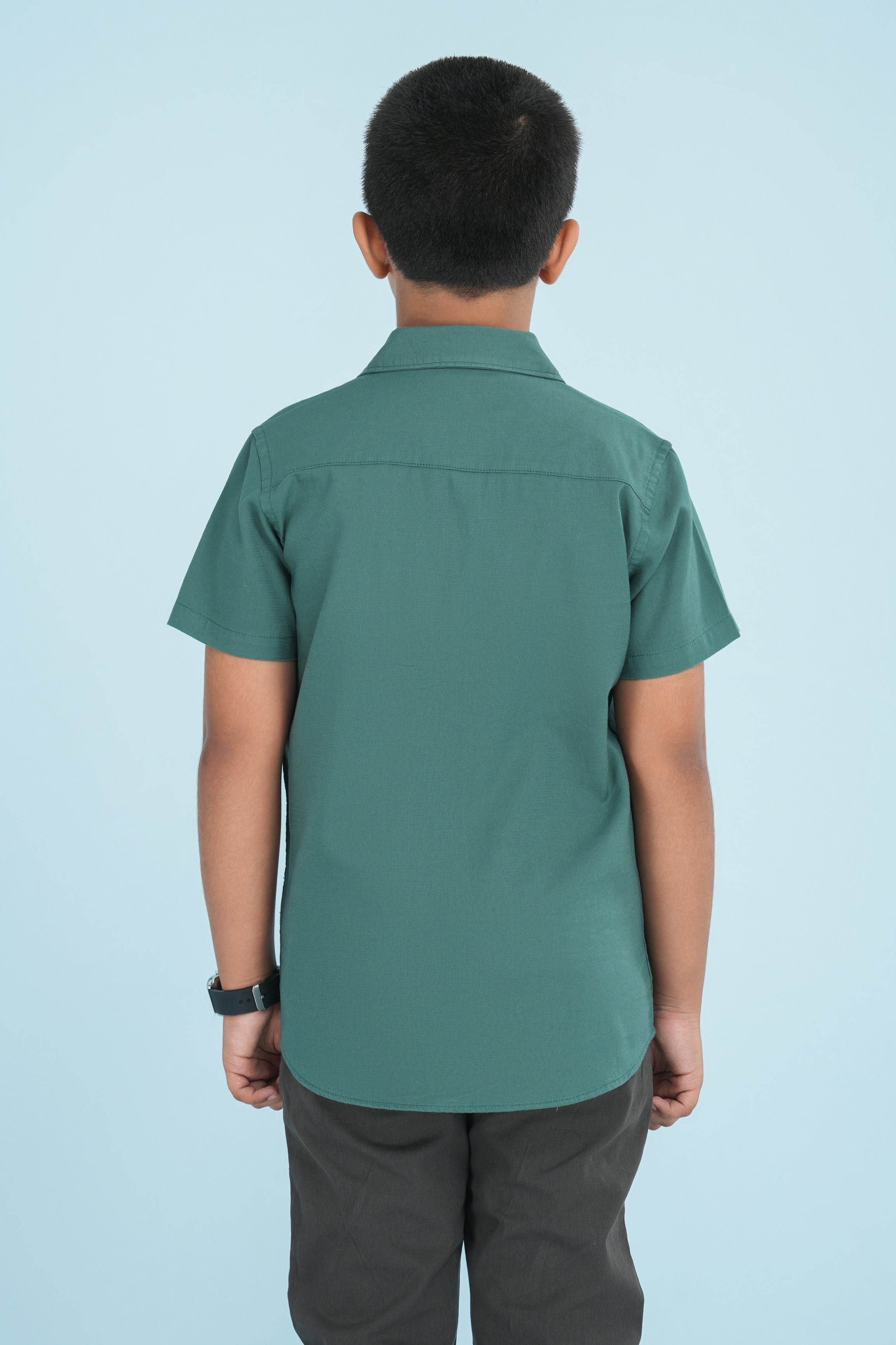 Kids' Normal Collar Cotton Shirt – Dark Green | AnationZ Junior