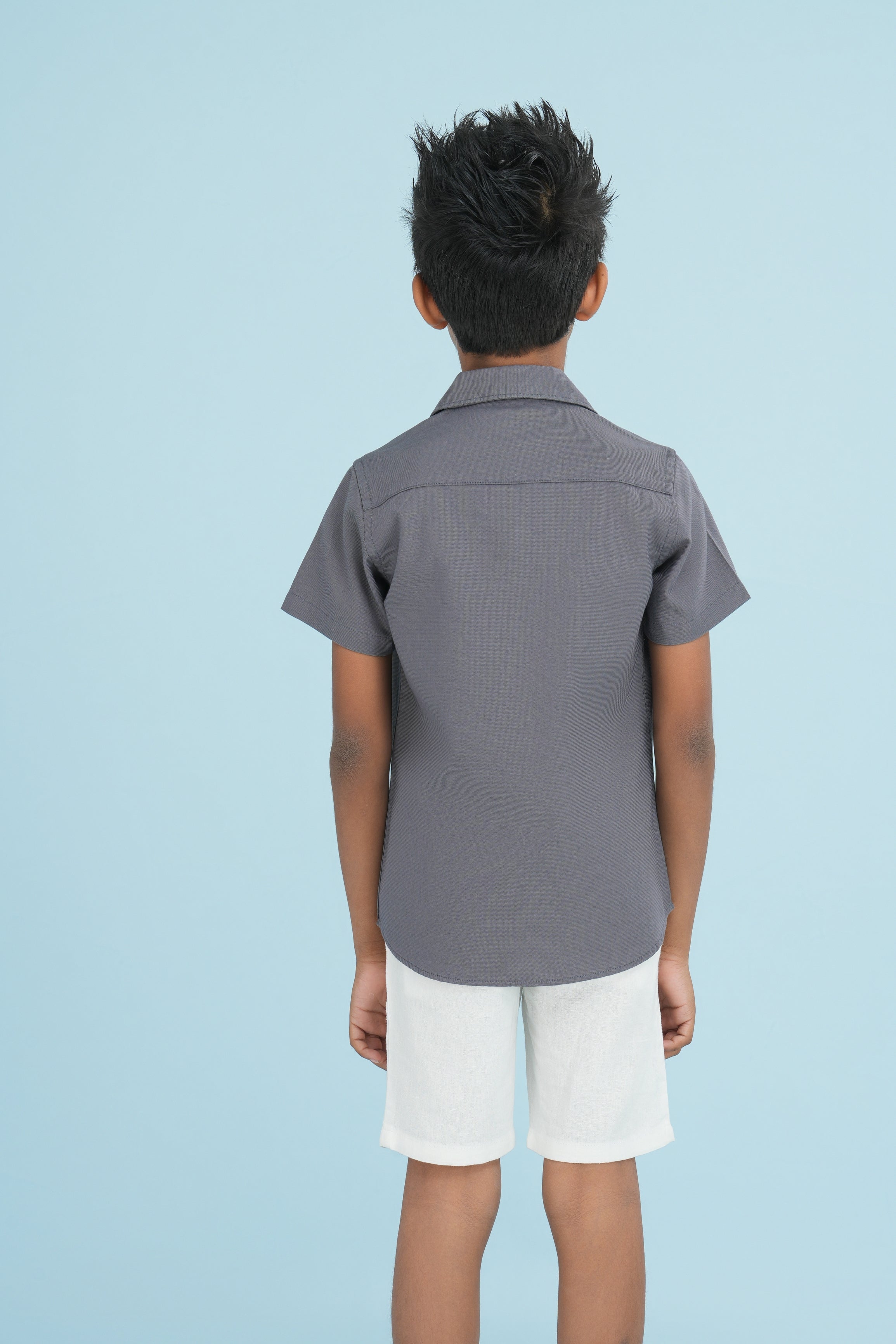 Kids' Double Pocket Cotton Shirt – Charcoal Grey | AnationZ Junior