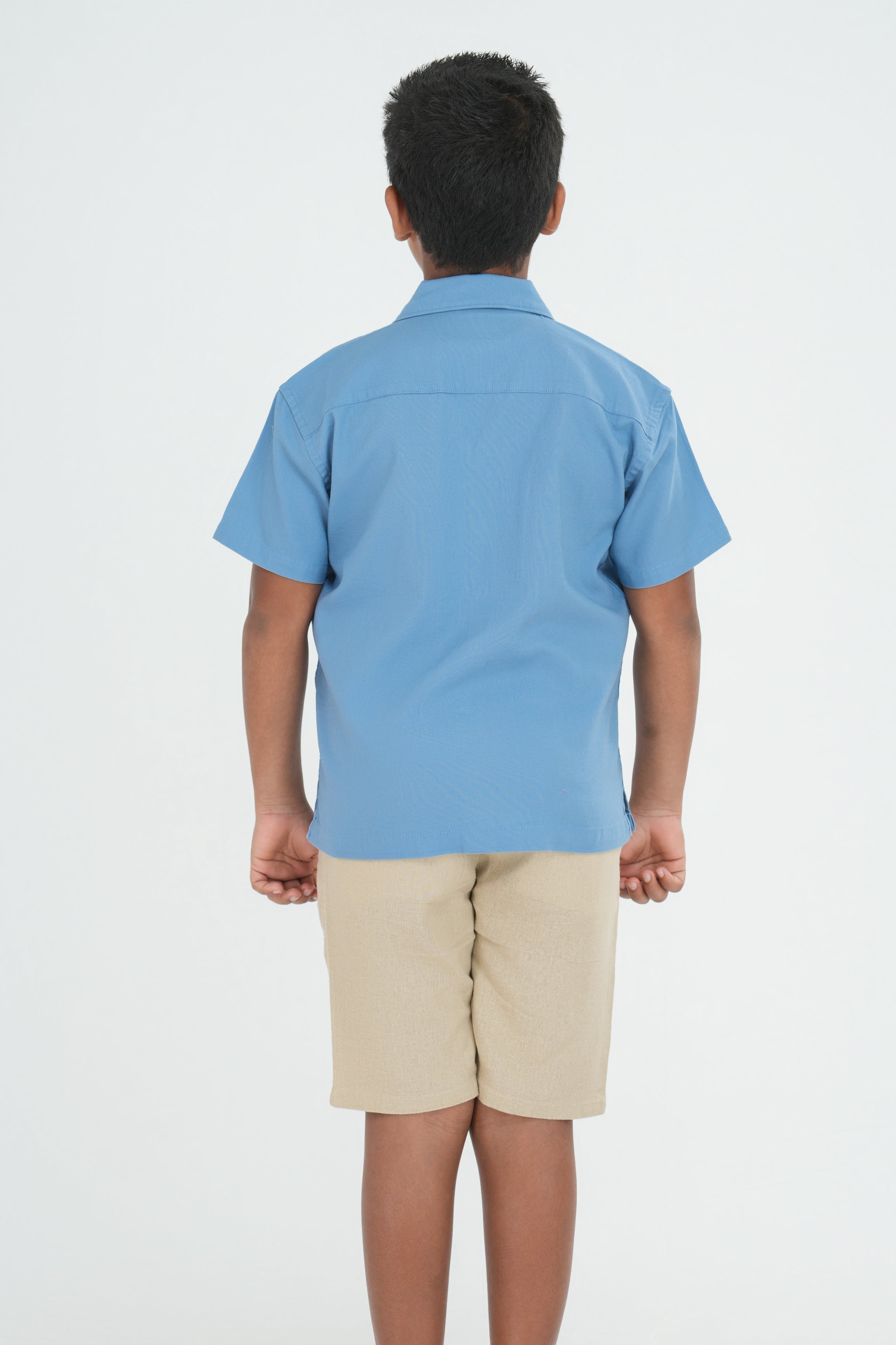 Kids' Cuban Collar Cotton Shirt – Light Blue | AnationZ Junior