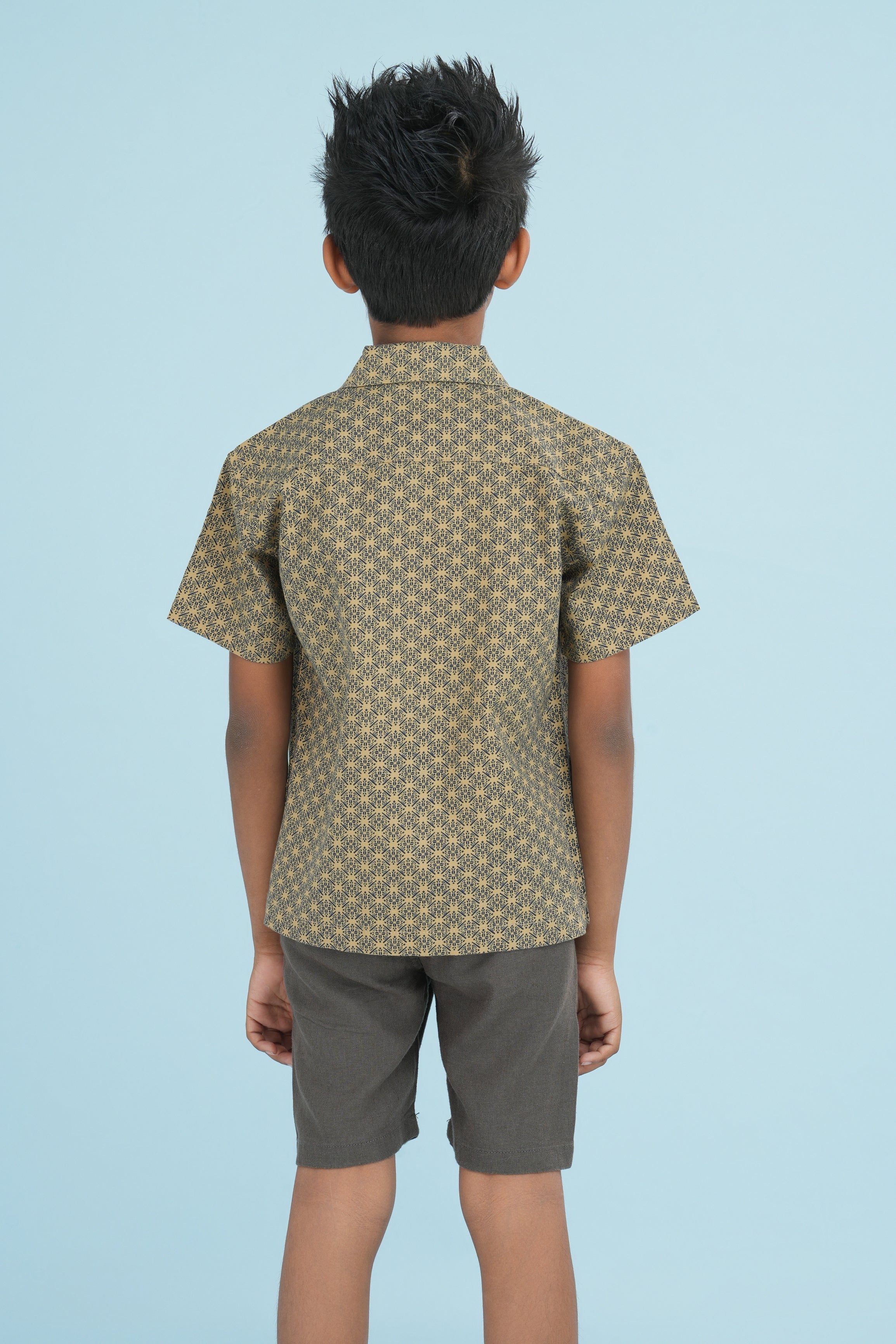 Kids’ Printed Shirt – Green Diamond Pattern | AnationZ Junior
