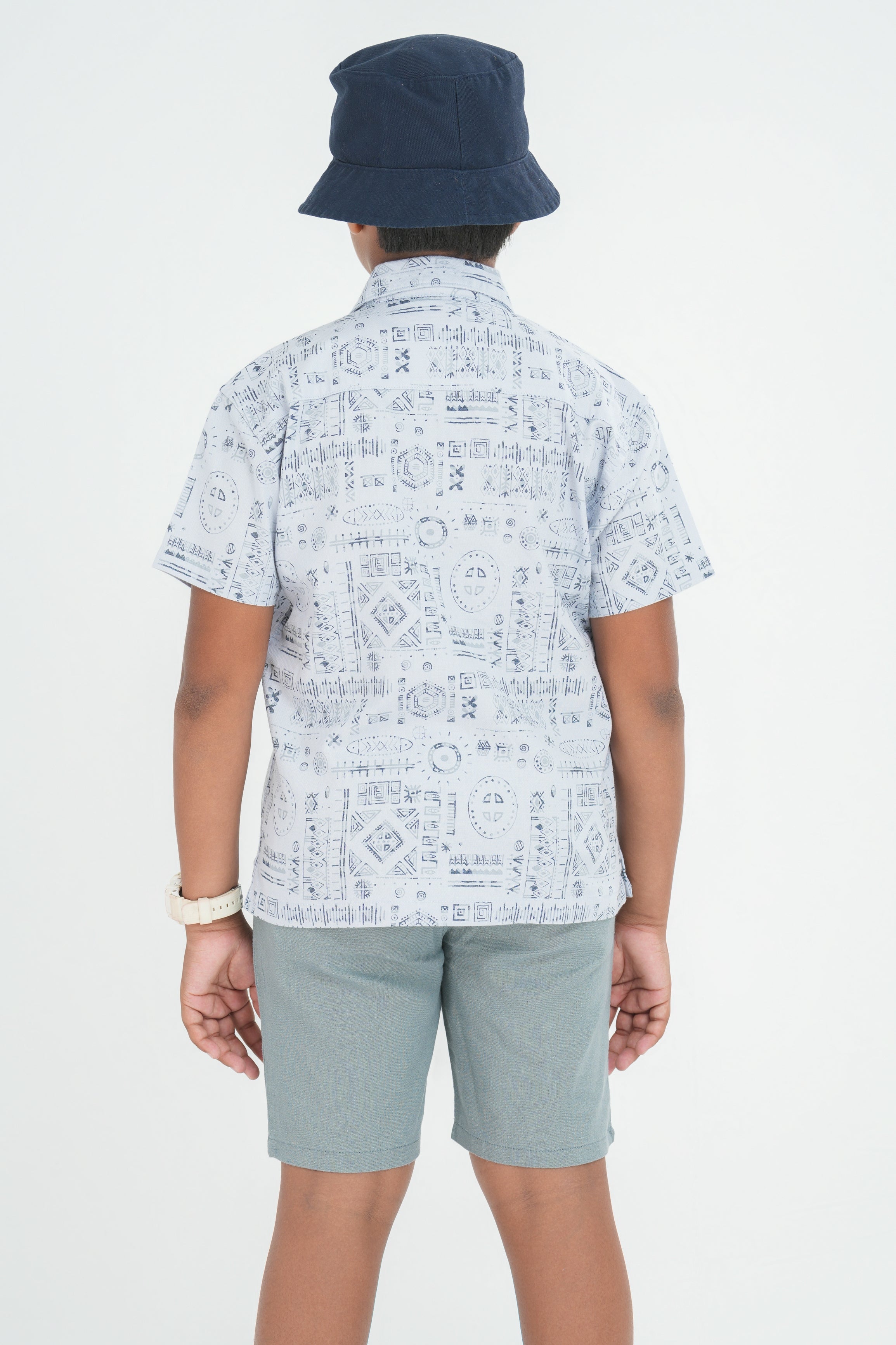 Kids’ Printed Shirt – Grey Motif | AnationZ Junior