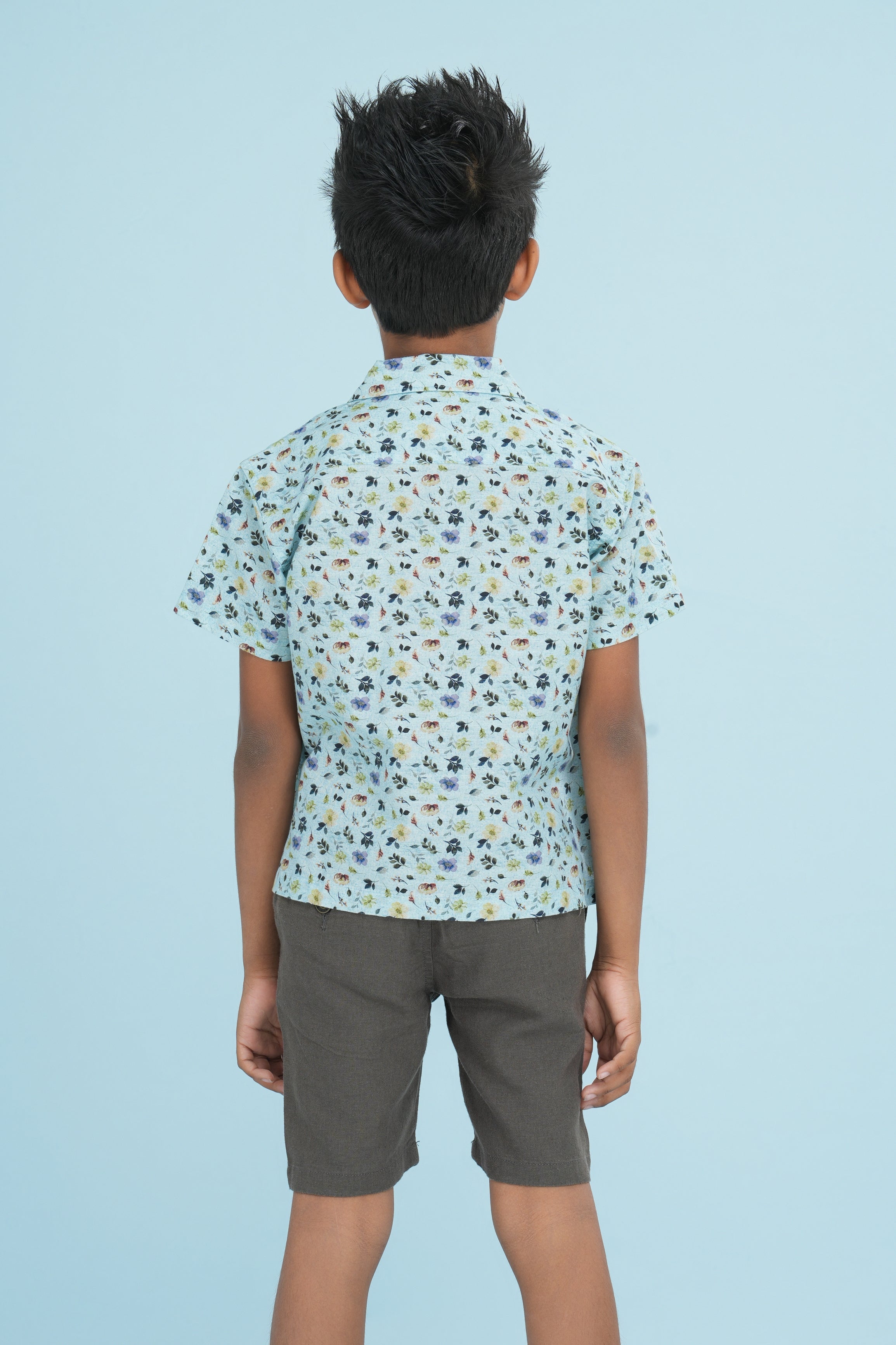 Kids’ Printed Shirt – Blue-Green Garden | AnationZ Junior