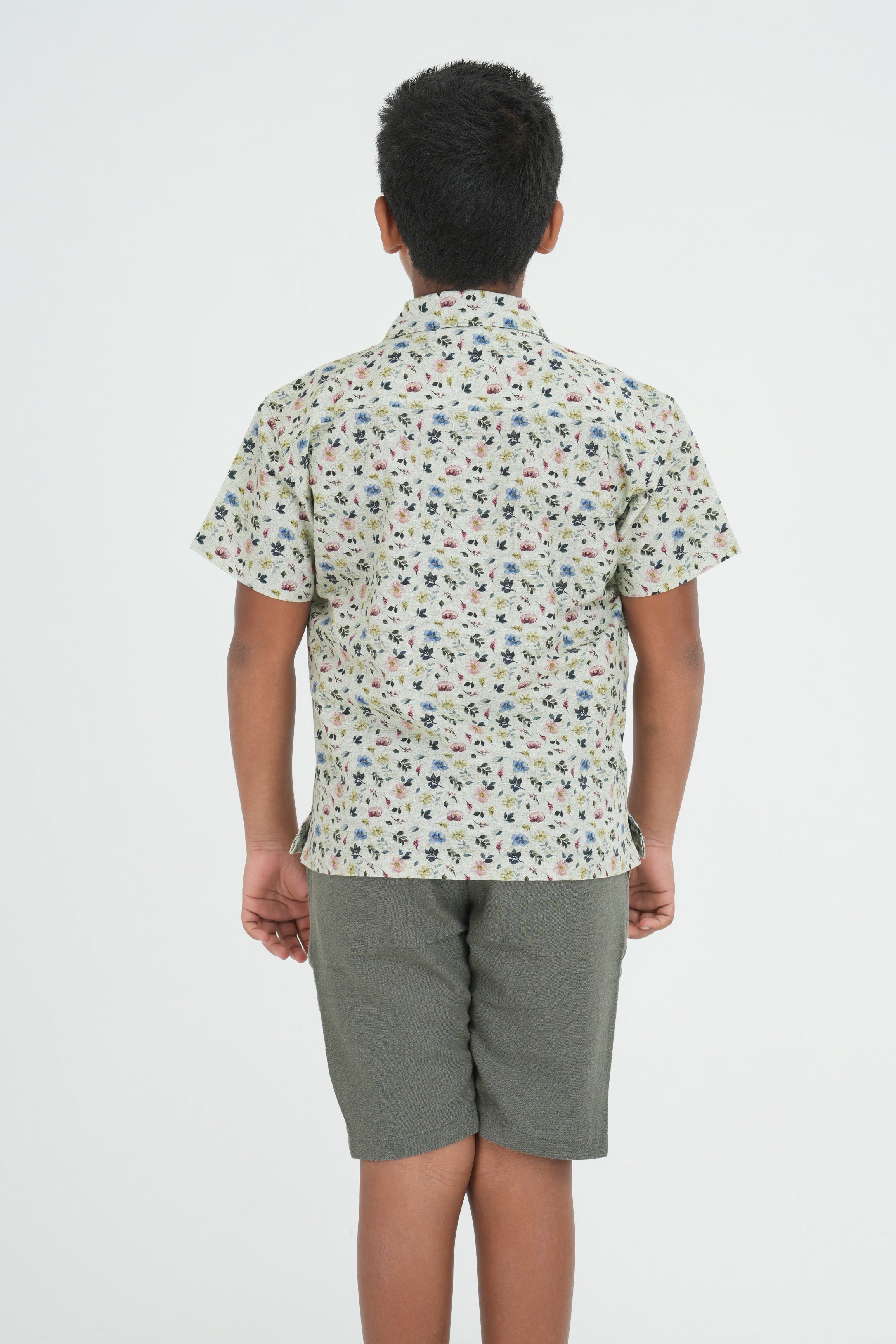 Kids’ Printed Shirt – Khaki Floral Fade | AnationZ Junior