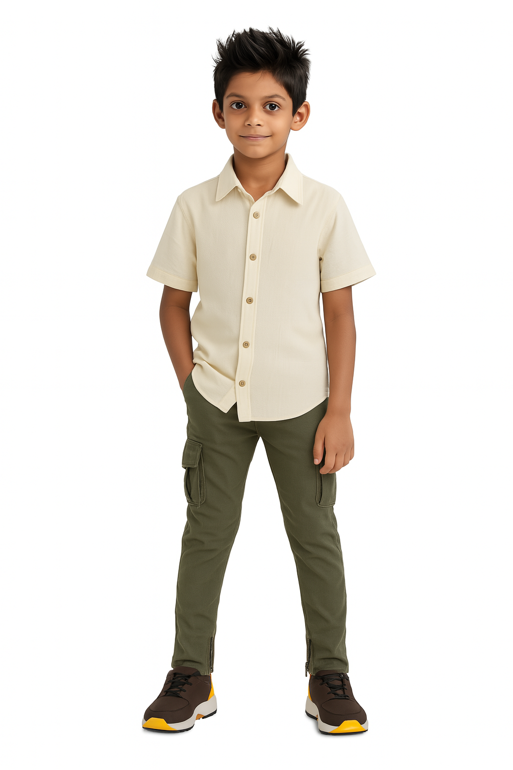 Kids' Linen Cuban Collar Shirt – Muted Peach | AnationZ Junior