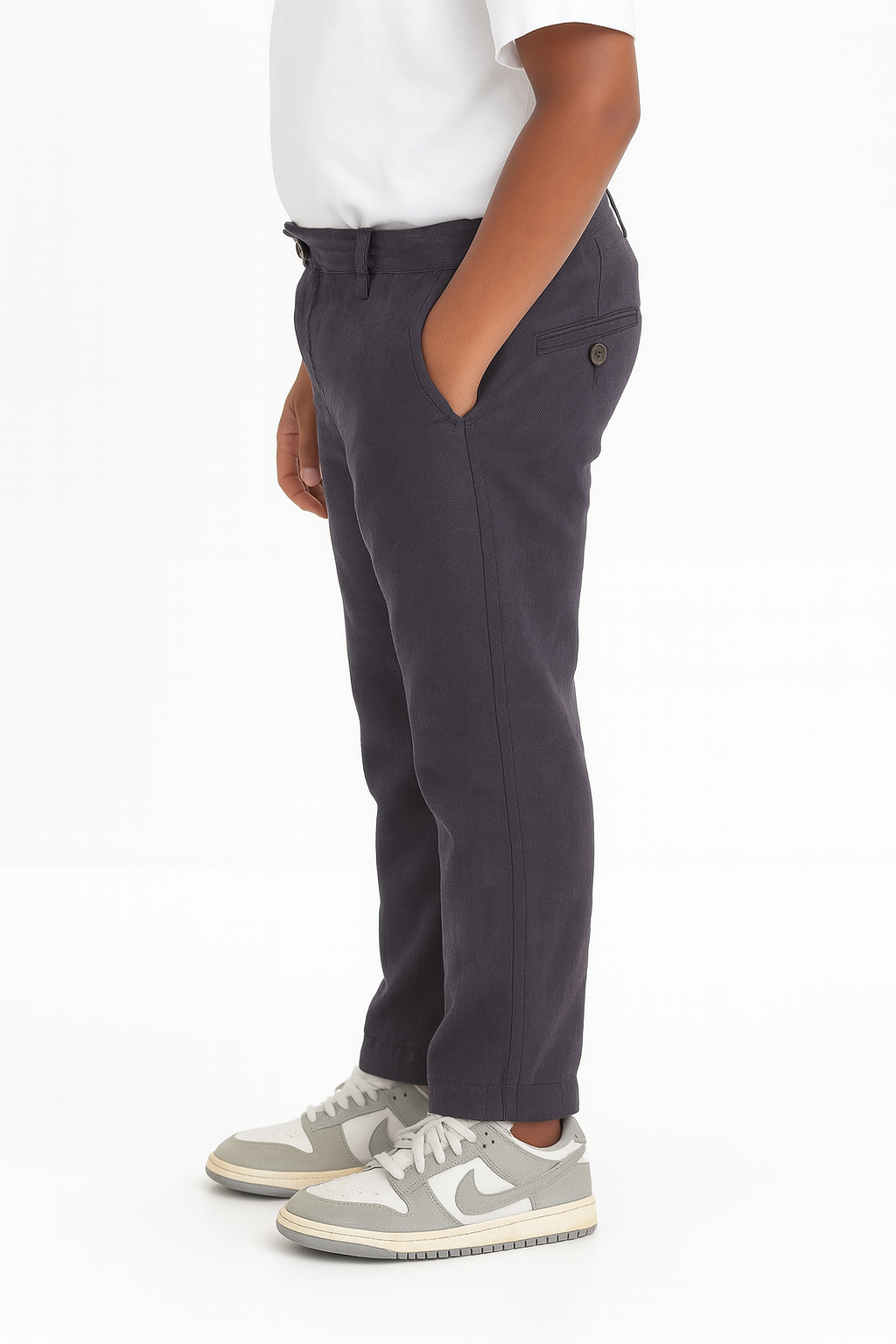 Kids' Linen Cotton Regular Pant – Dark Grey | AnationZ Junior