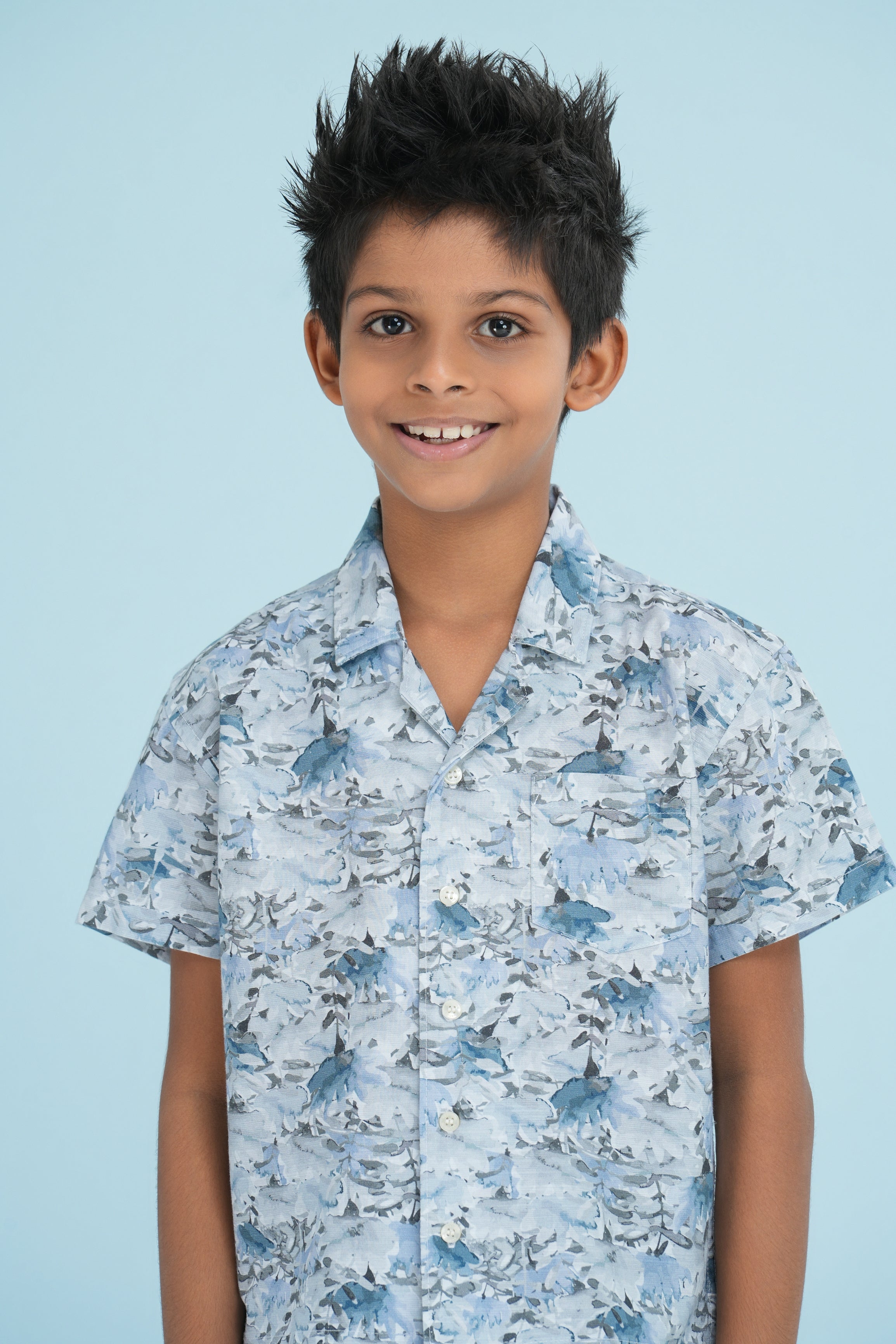 Kids’ Printed Shirt – Blue Camouflage | AnationZ Junior