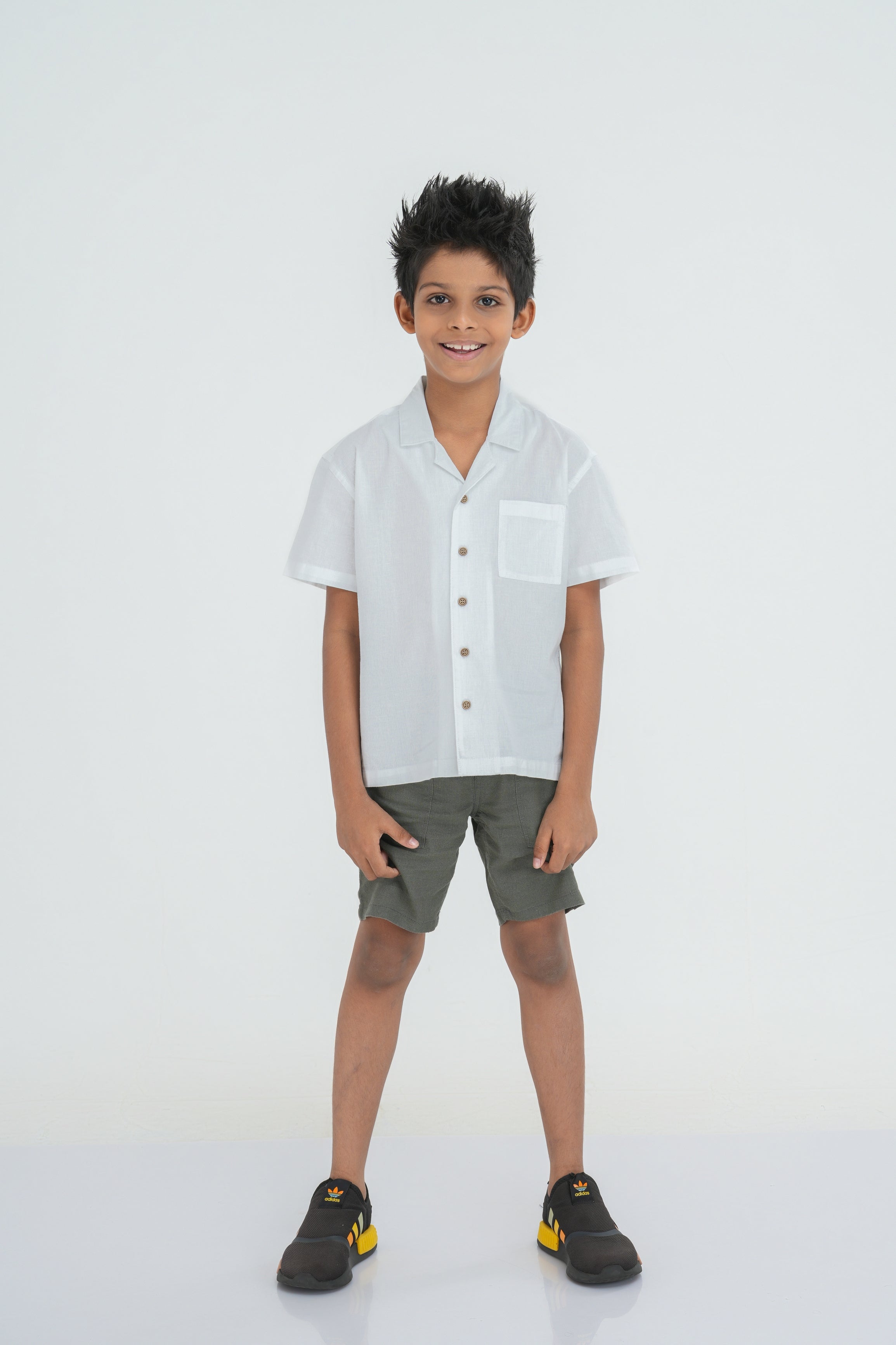Kids' Linen Cotton Shirt – Natural White | AnationZ Junior
