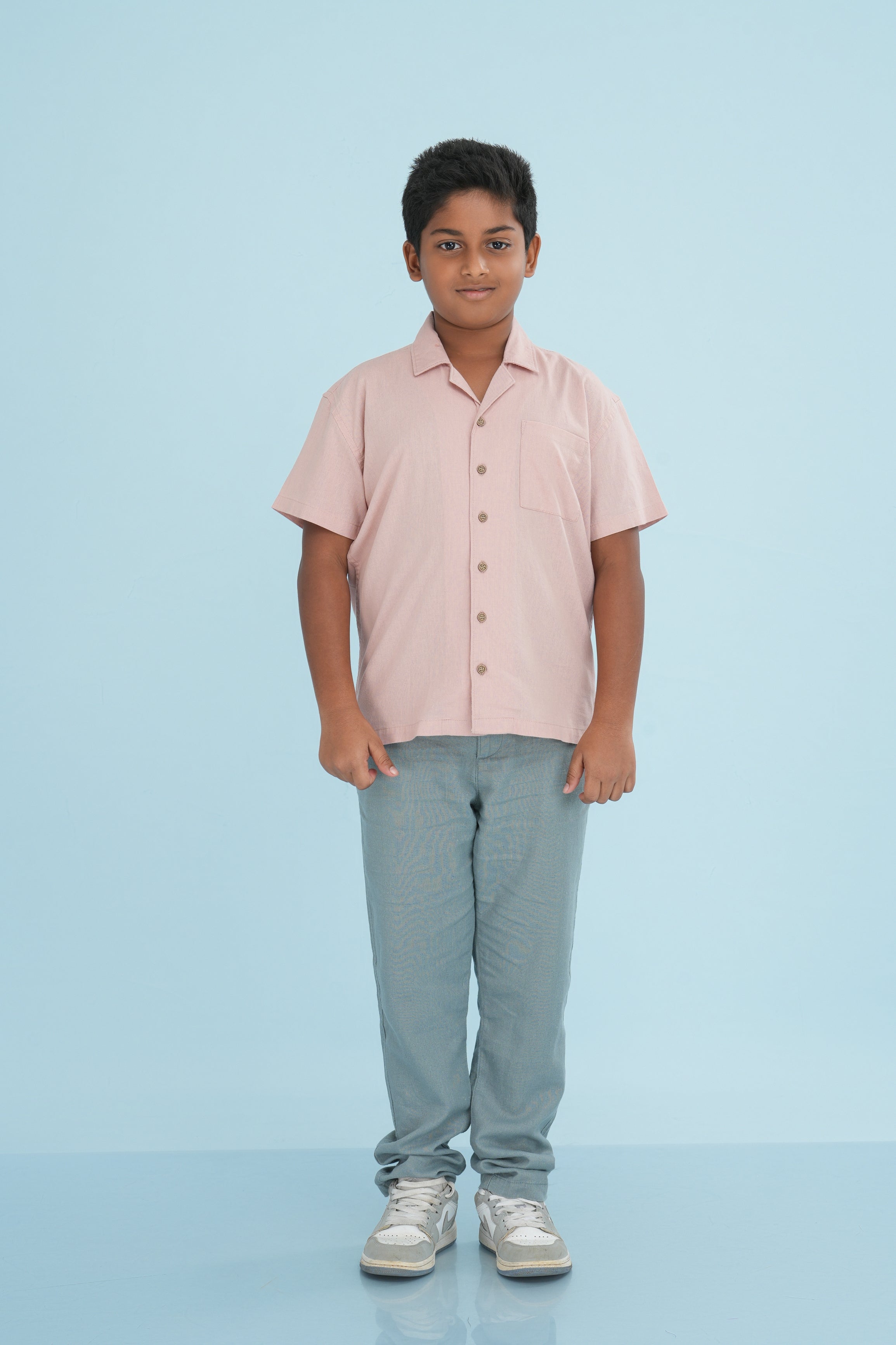 Kids' Linen Cotton Shirt – Peach Beige | AnationZ Junior